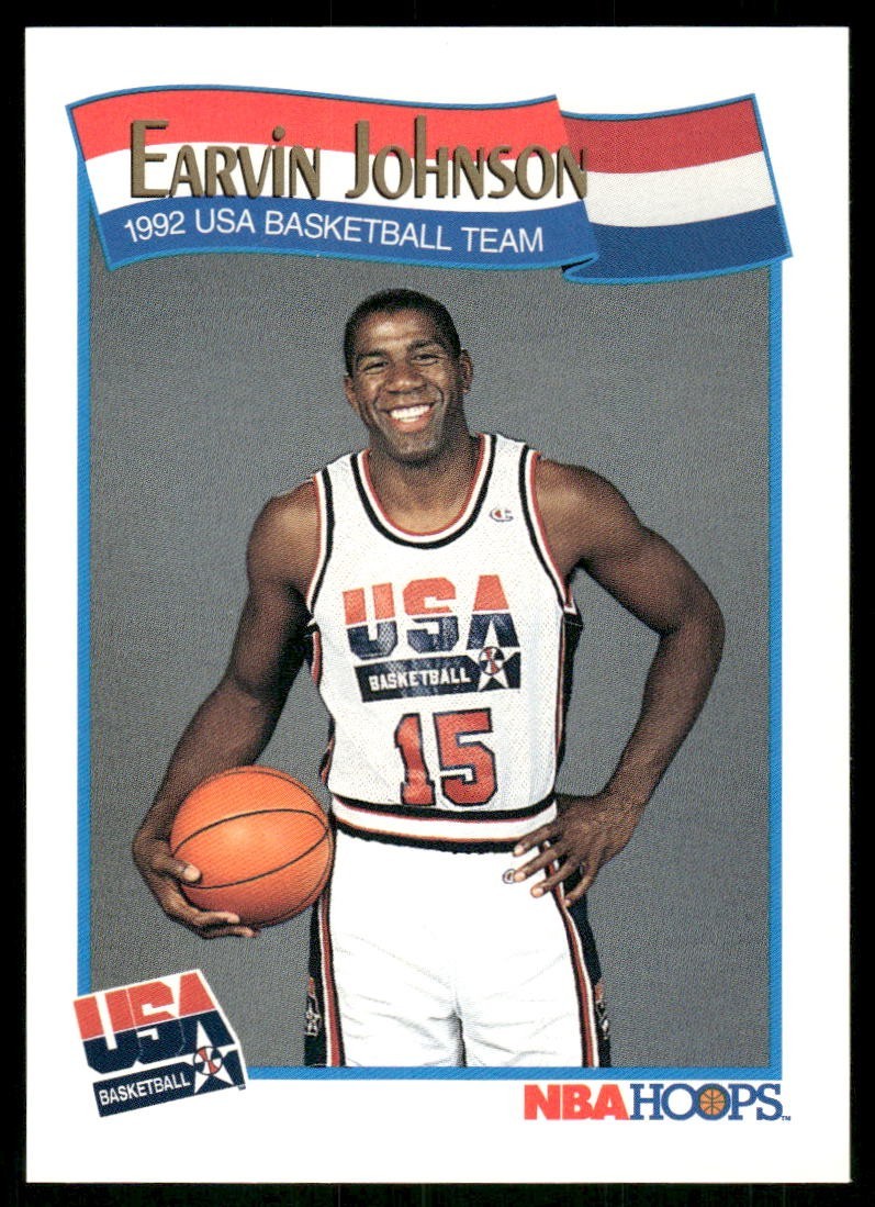1991-92 NBA Hoops Team USA #578 Magic Johnson Lakers basketball card