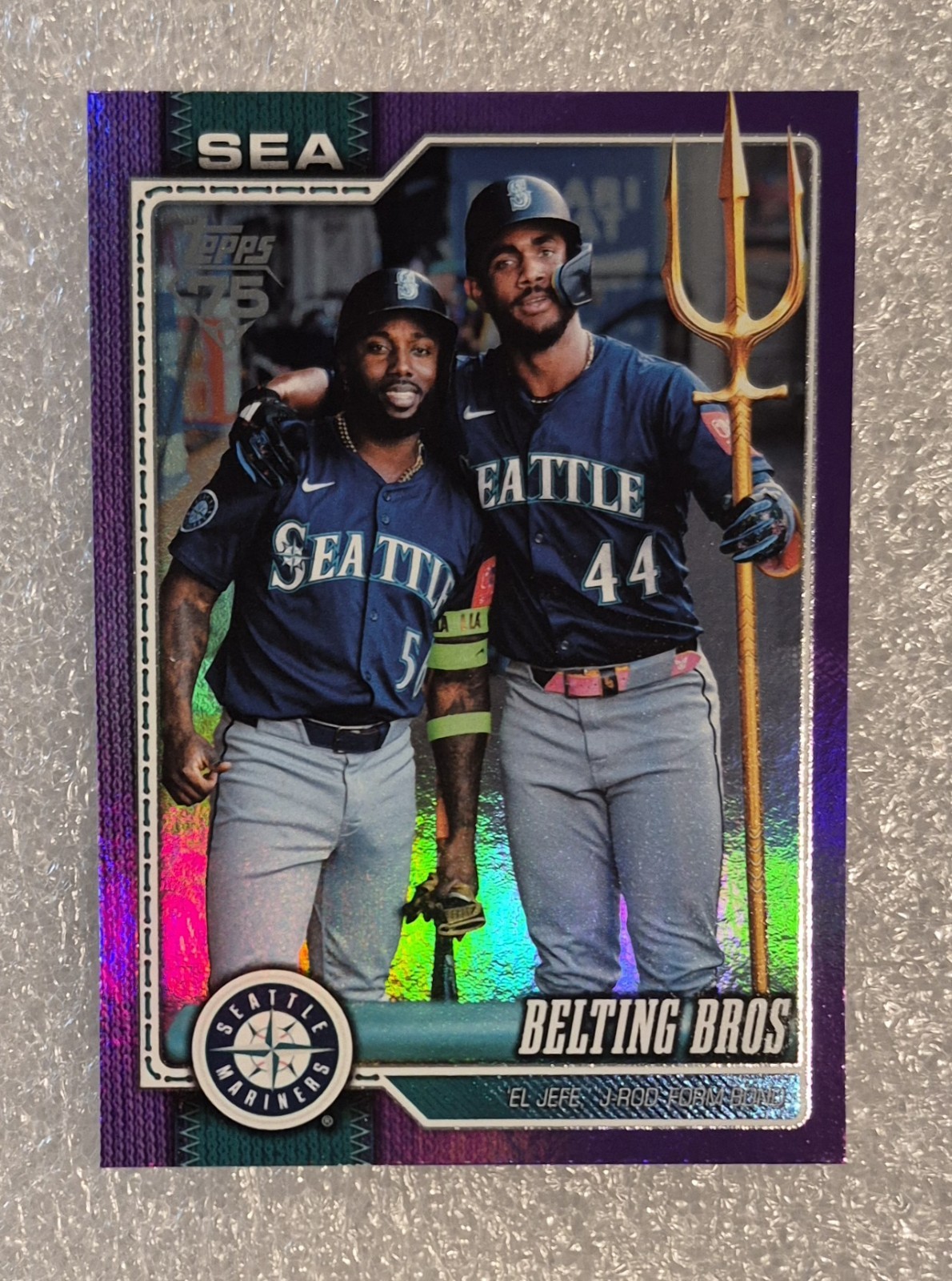 2026 Topps Series Two Belting Bros J-Rod, Arozarena Purple Rainbow Foil 212/250