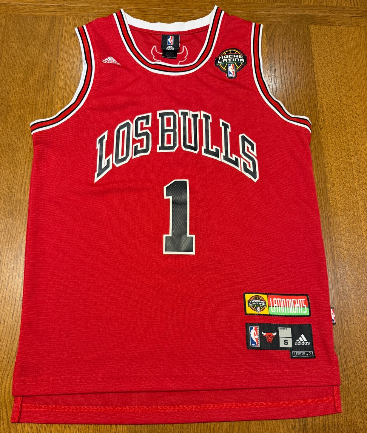 Rare Adidas NBA Derrick Rose Latin Nights Los Bulls Swingman Jersey, Small + 2