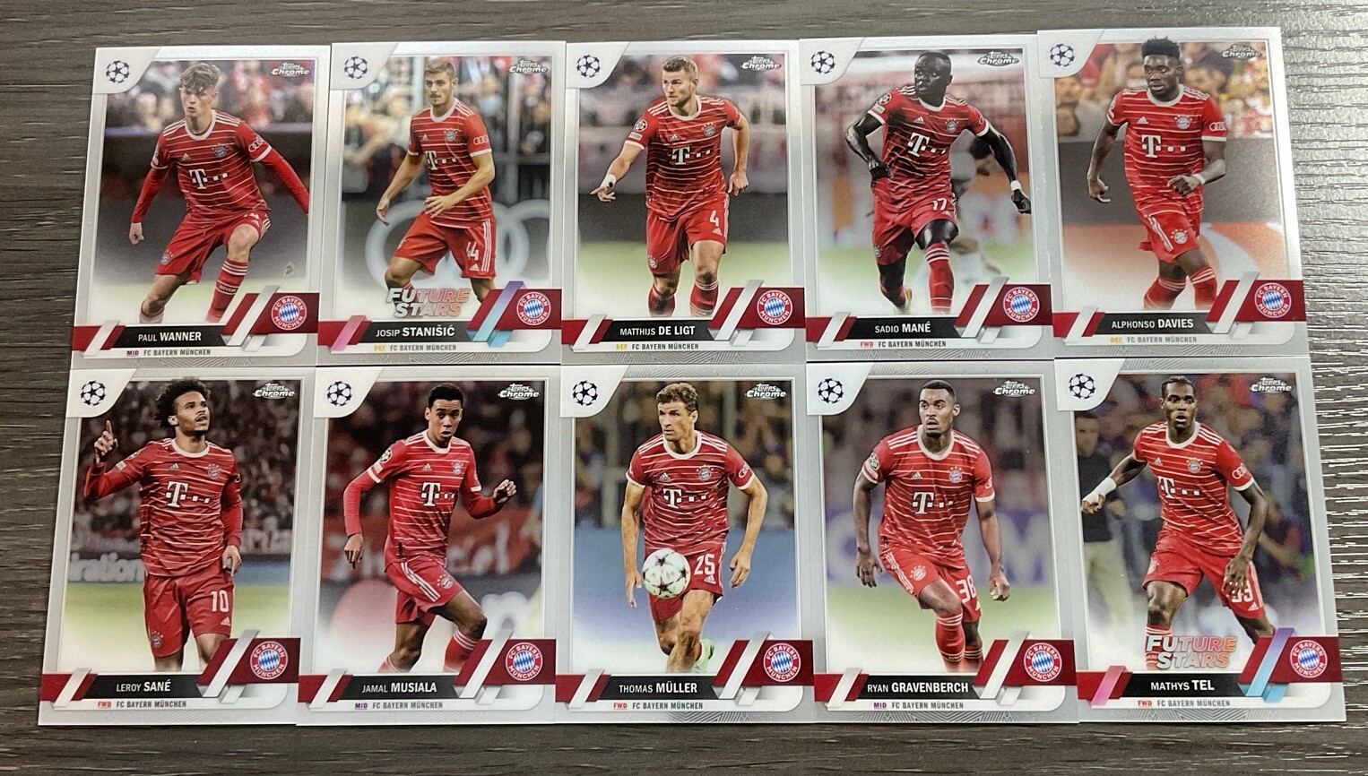2022-23 Topps Chrome UEFA FC Bayern Munchen Team Set (10) Cards