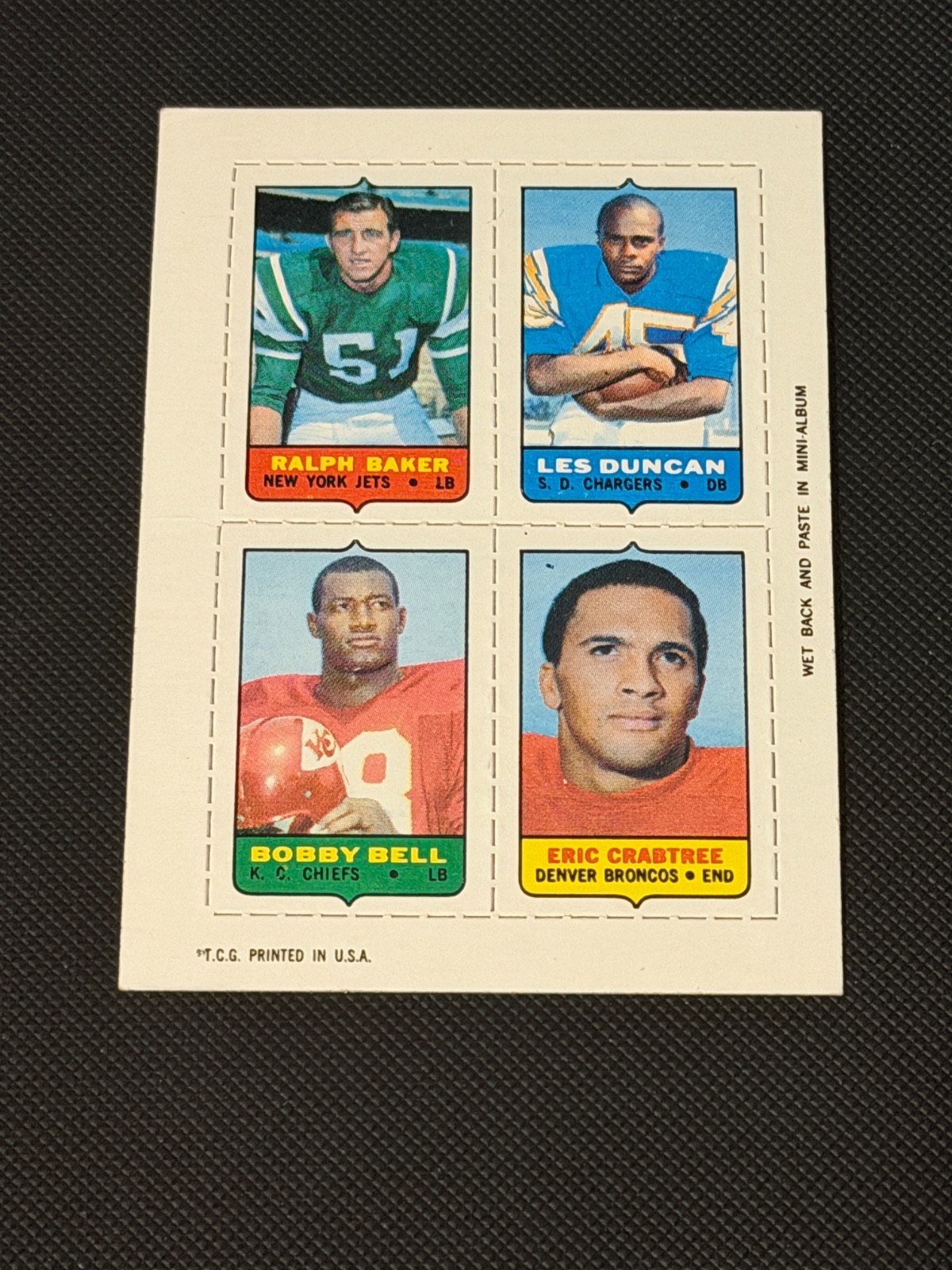 1969 Topps – Mini-Cards (4-in-1) Bobby Bell, Ralph Baker, Eric Crabtree