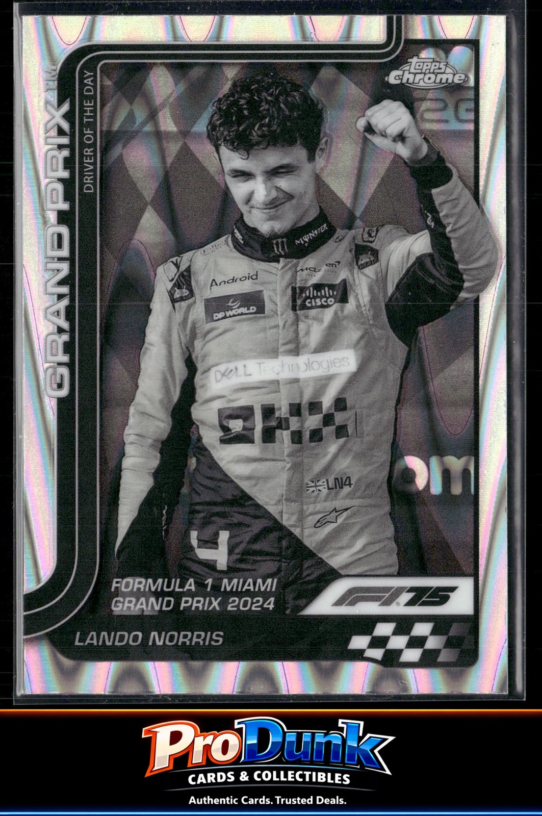 2025 Topps Chrome Formula 1 #130 Lando Norris Black & White RayWave Refractor