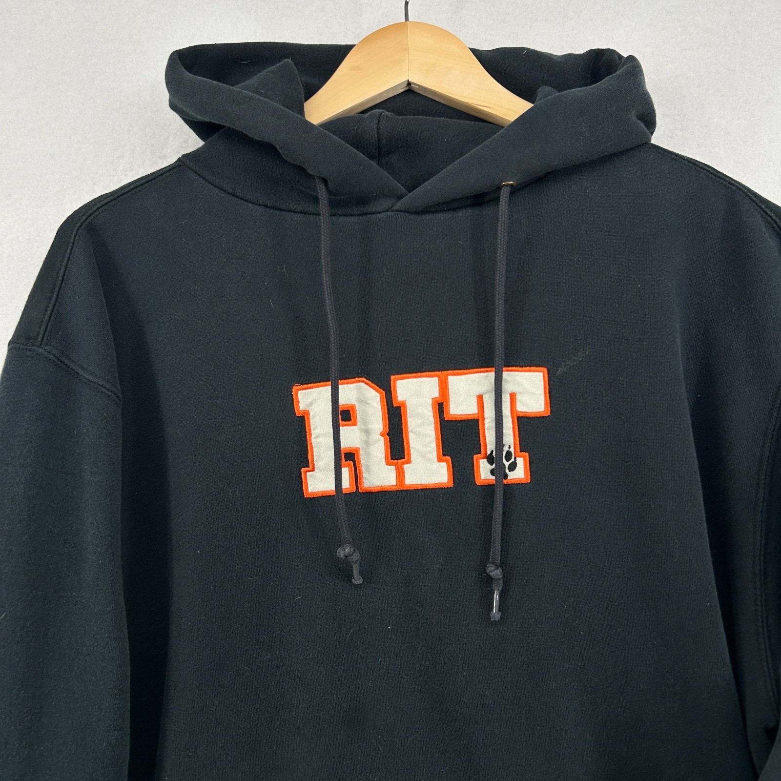 RIT Hoodie Adult L Rochester Institute of Technology Tigers NY Pullover Black