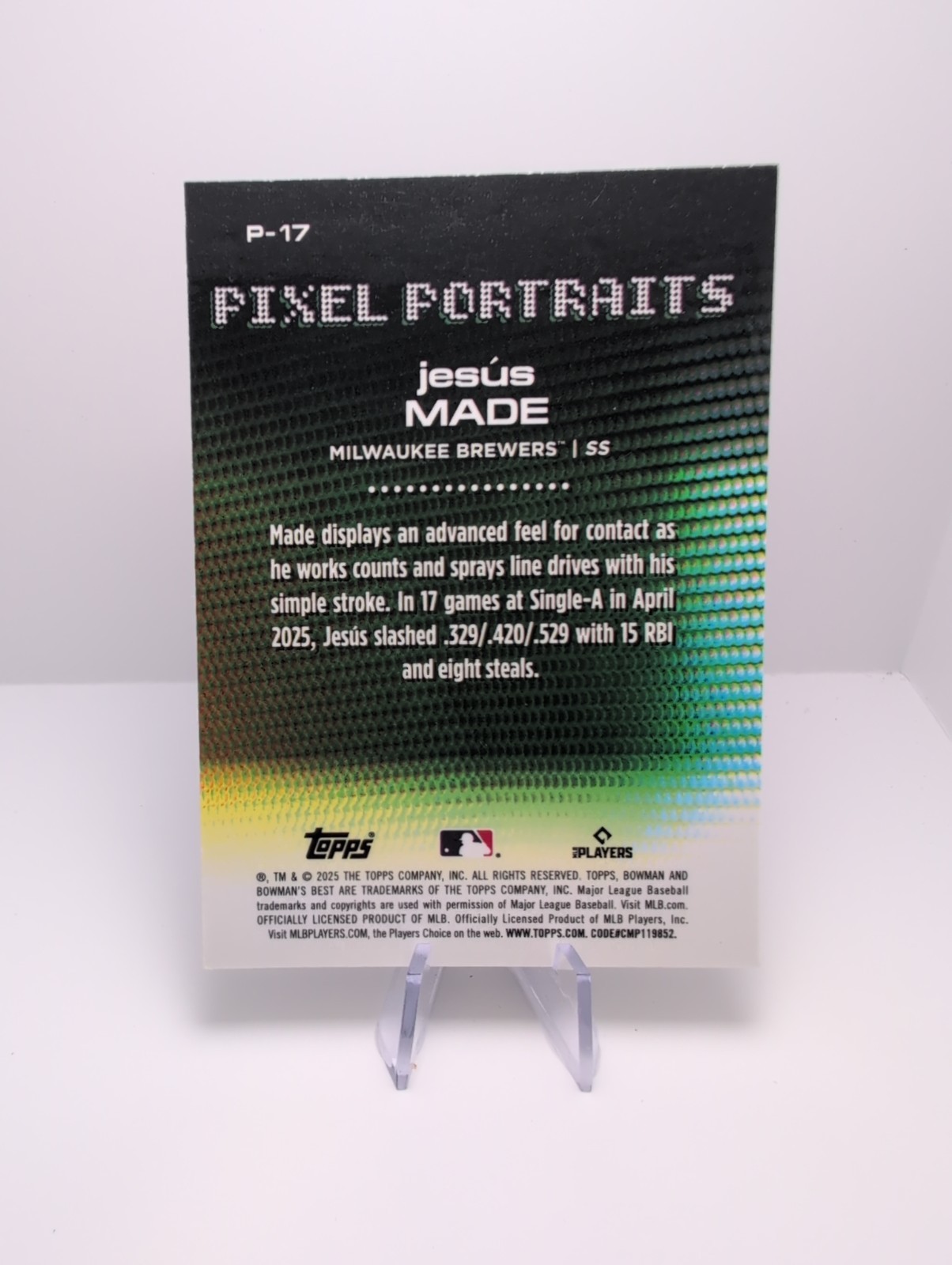 2025 Bowman’s Best Jesus Made Mini-Diamond Pixel Portraits P-17 Brewers