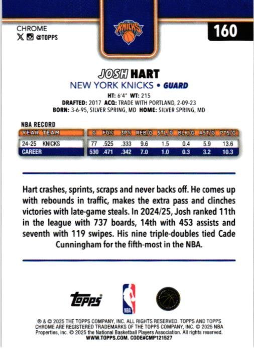 2025-26 Topps Chrome #160 Josh Hart