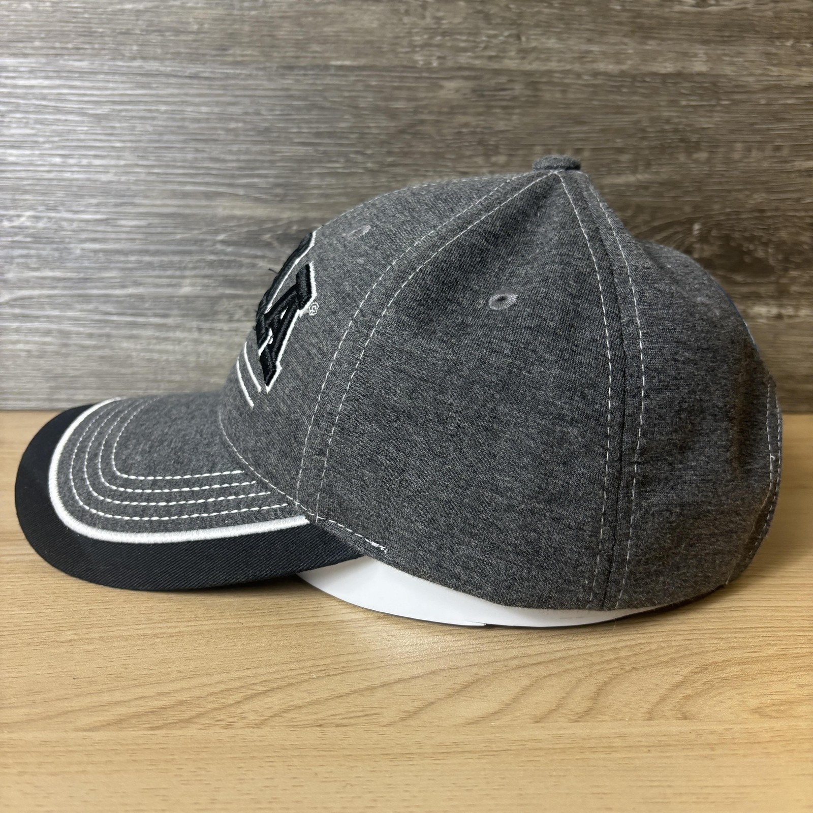 NCAA Hat Cap Strap Back Mens One Size Gray Black NCAA College Sports Embroidered
