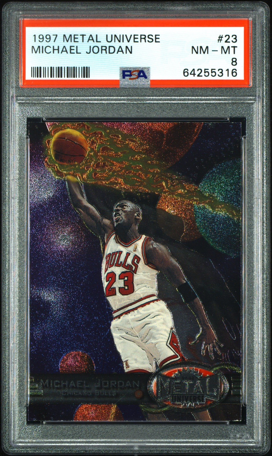 1997 Fleer Metal Universe Michael Jordan #23 Psa 8 Bulls