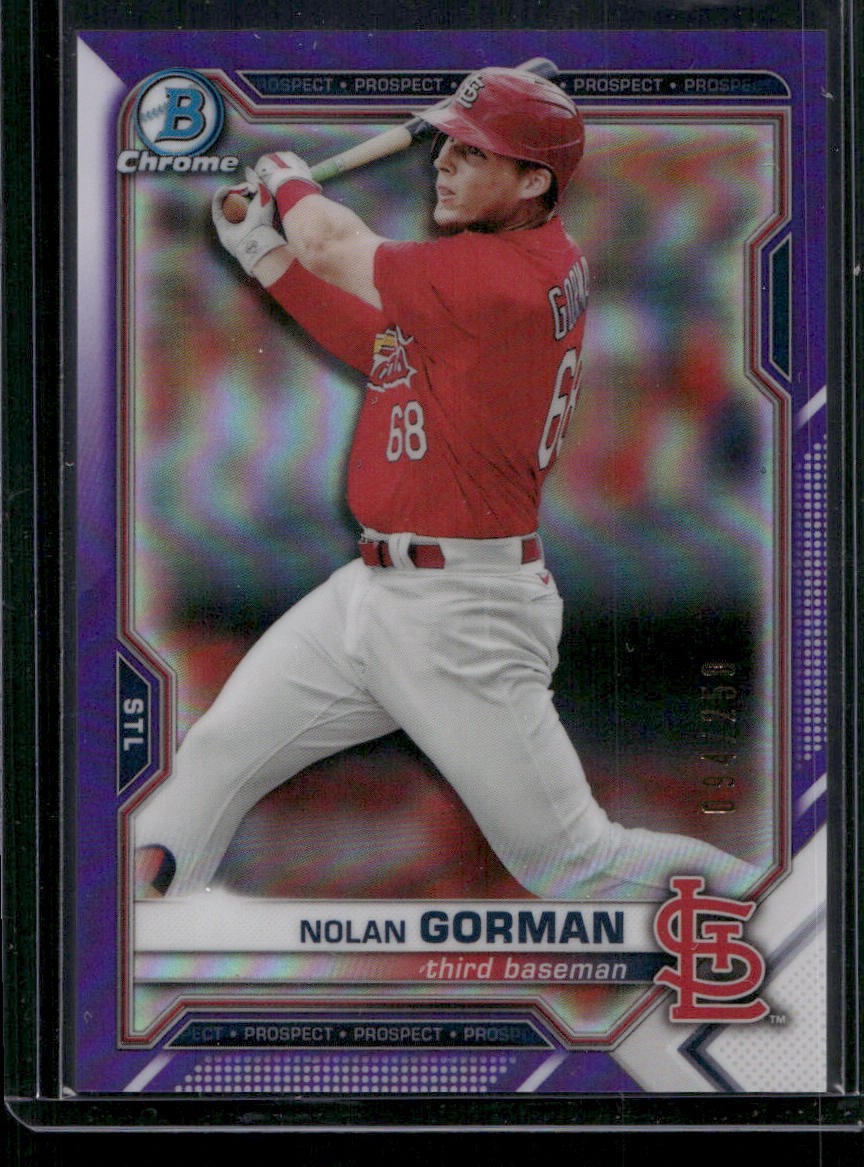 2021 Bowman Chrome #BCP-235 Nolan Gorman Prospects Purple Refractor #/250