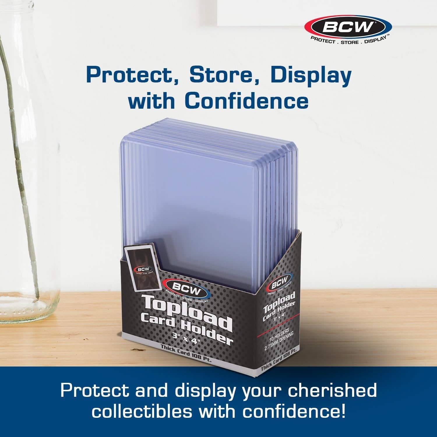 10 BCW Thick Card Topload 108 Pt. Holders 3×4 Protector Rigid PVC Clear Storage
