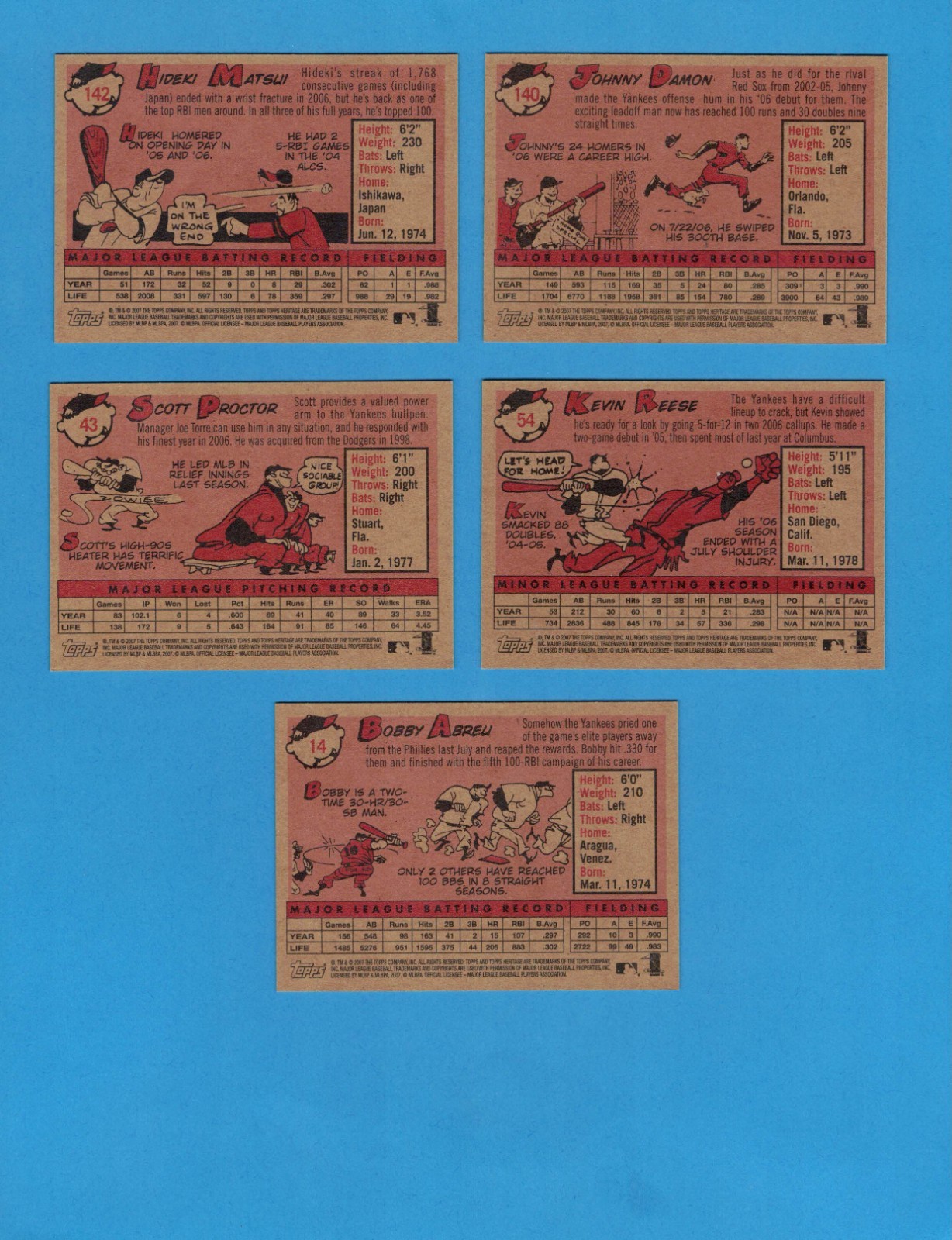 2007 Topps Heritage New York Yankees Master Team Set Includes SPs Variations New