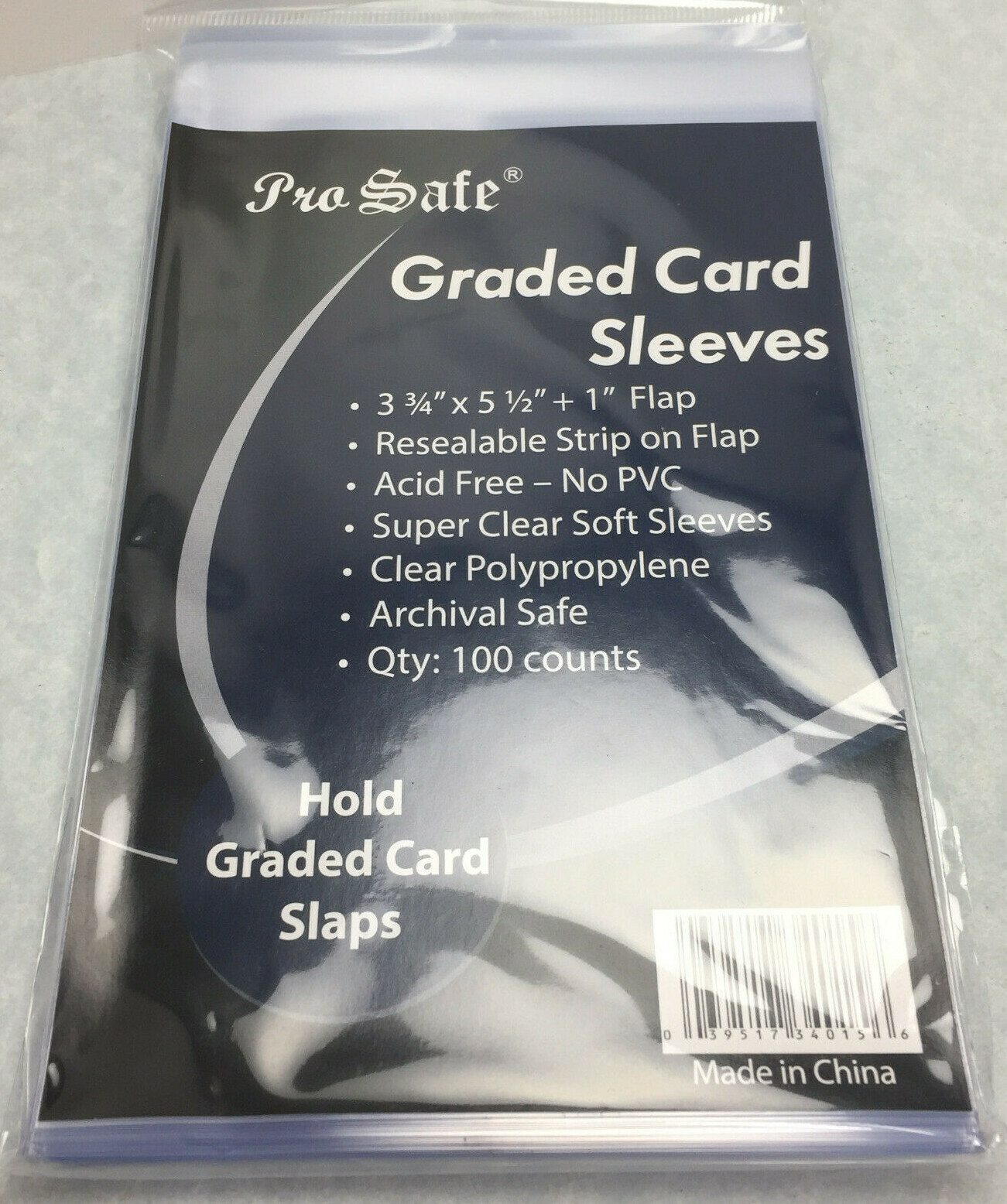 100 PRO-SAFE Resealable Team Bags Beckett BGS PSA Graded Card Holder Sleeves