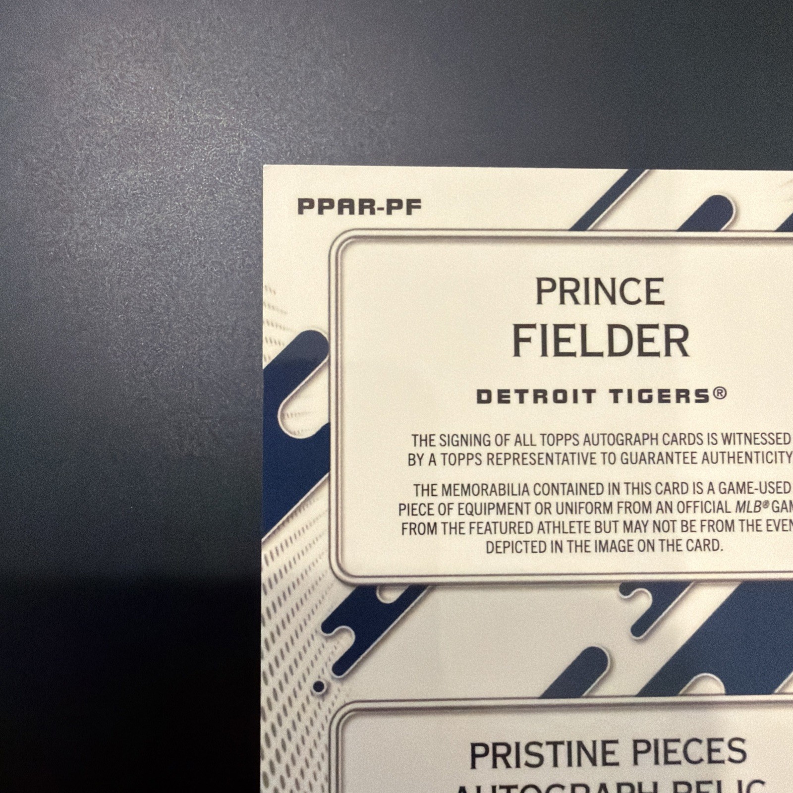2025 Topps Pristine – Prince Fielder #PPAR-PF Blue Refractor /75 (AU, MEM)