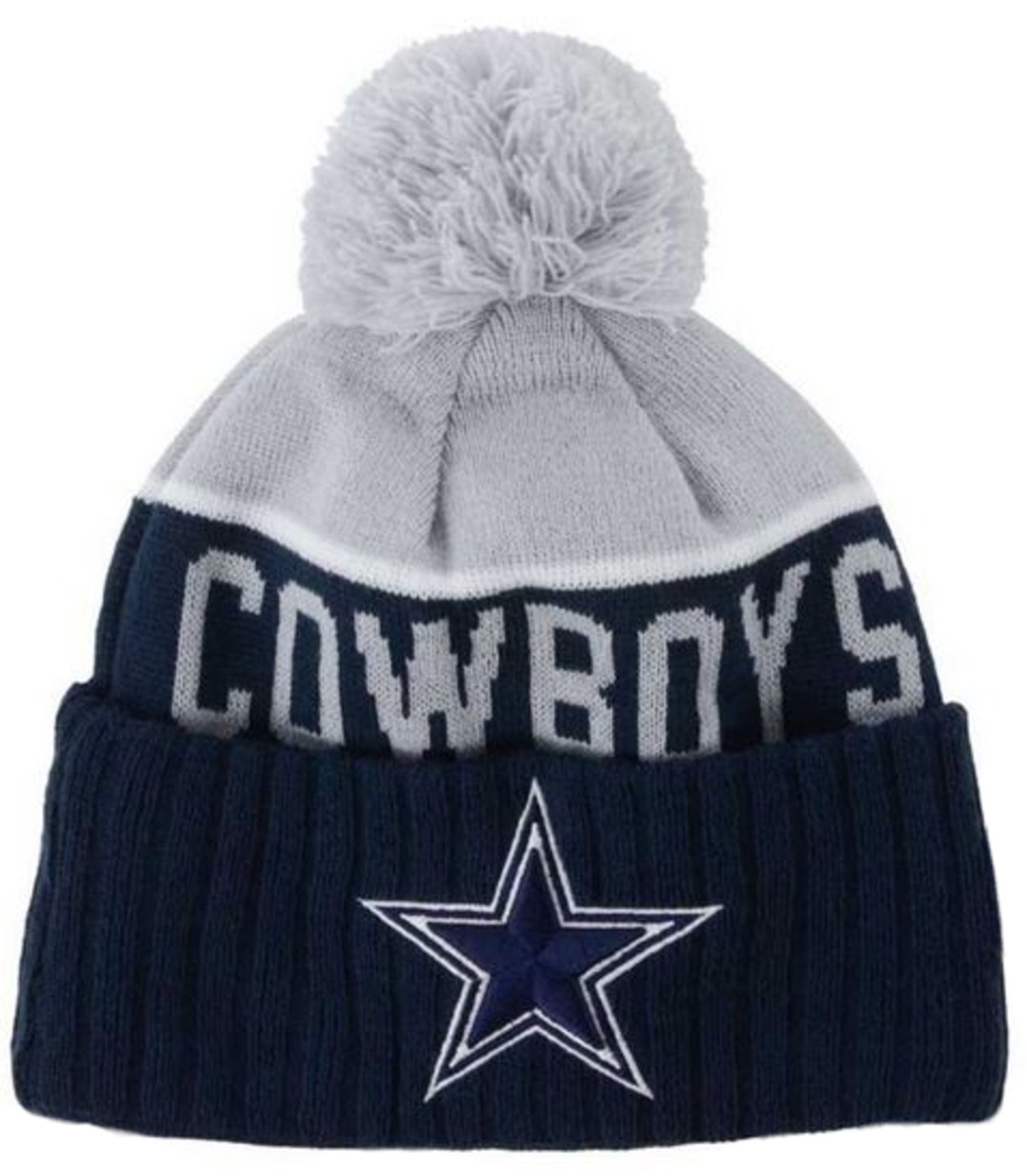 Dallas Cowboys Sport Knit Beanie With Pom Hat Cap Navy/Gray