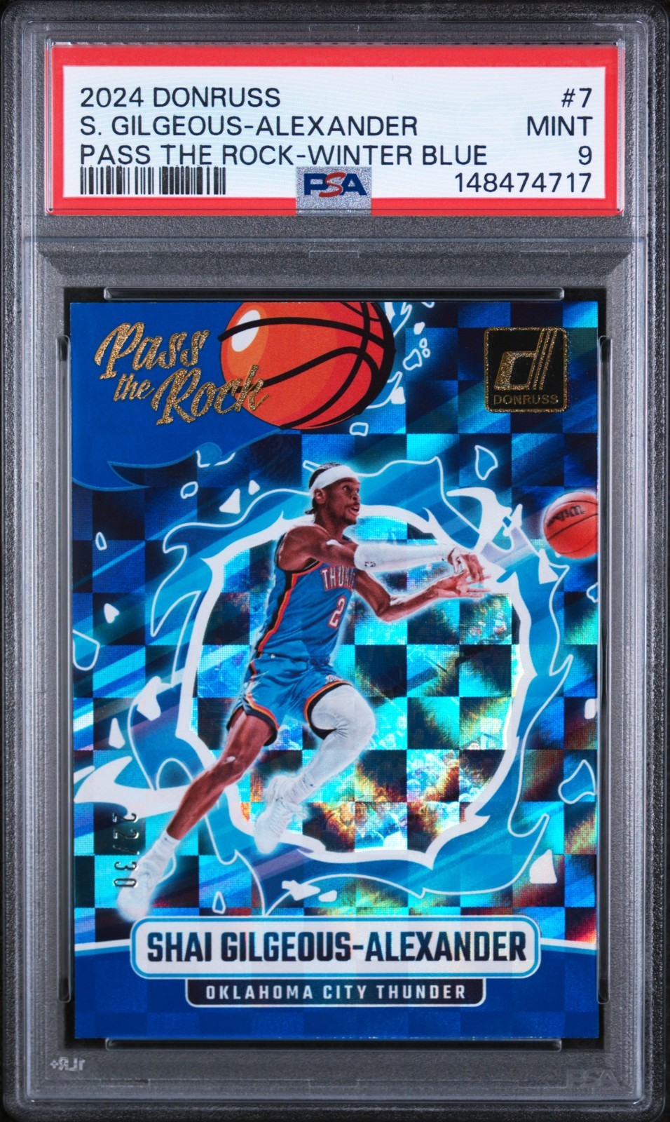 Shai Gilgeous Alexander 2024 Donruss Pass The Rock Winter Blue 22/30 PSA 9 #7