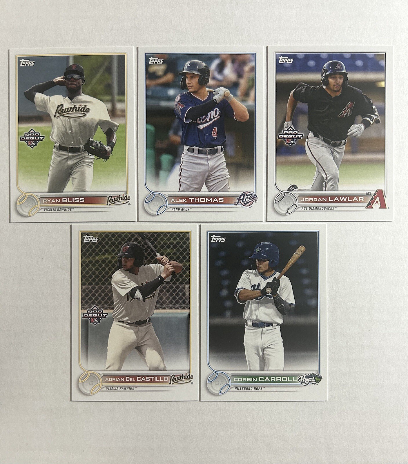 2022 Topps Pro Debut Arizona Diamondbacks Base Team Set (5 Cards)