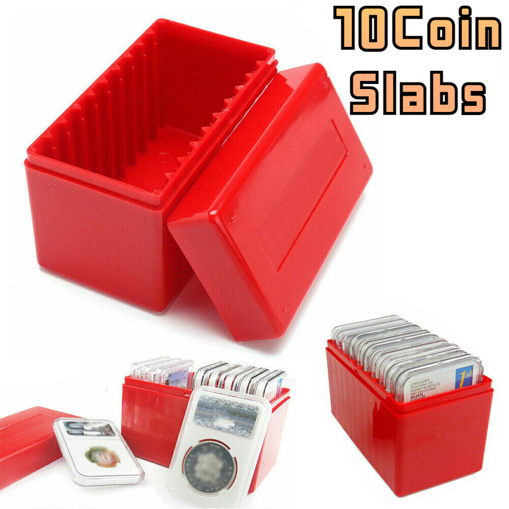 1PC 10 Coin Slabs For PCGS NGC Capacity Holder Slab Storage Box Case Plastic