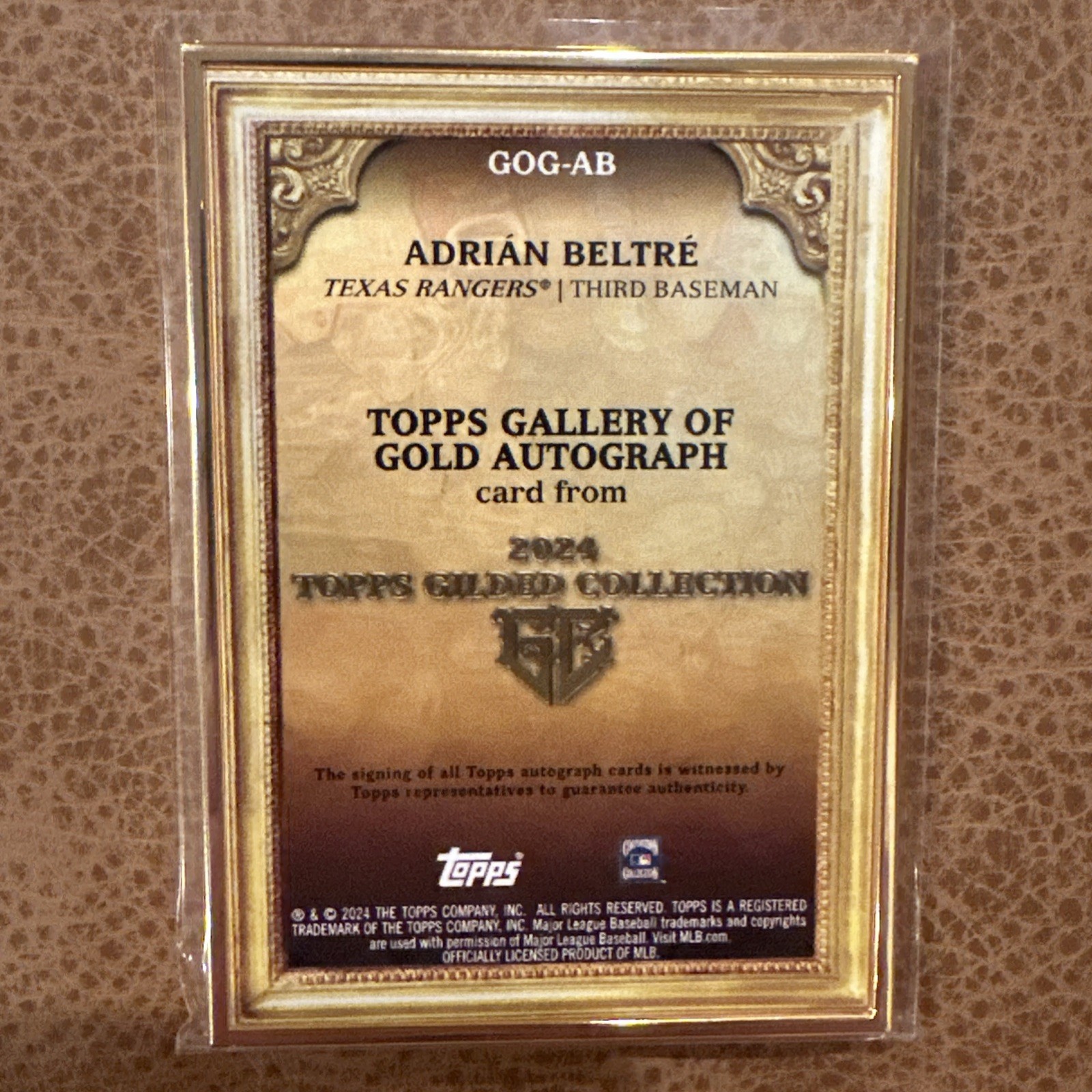 2024 Topps Gilded Adrian Beltre Gold Framed Auto /10 Rangers HOF