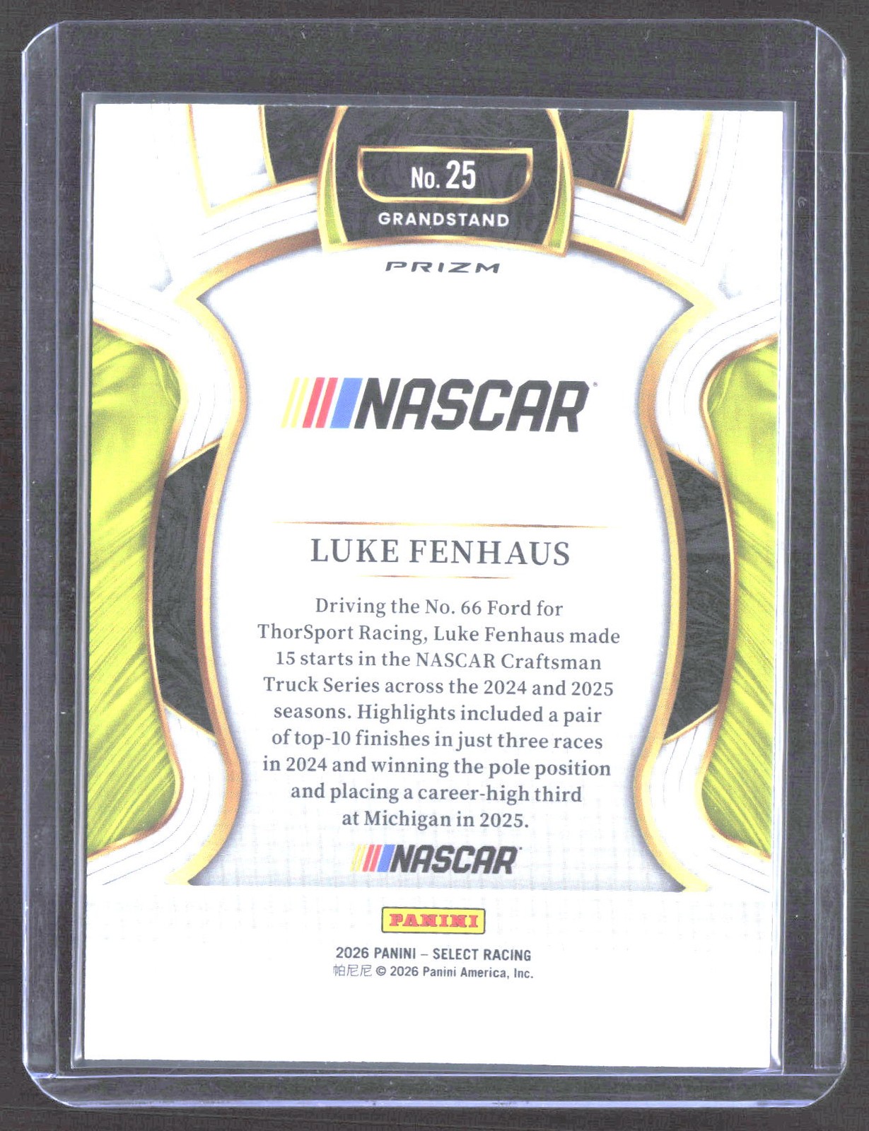 2026 Panini Select #25 Luke Fenhaus Silver Prizms