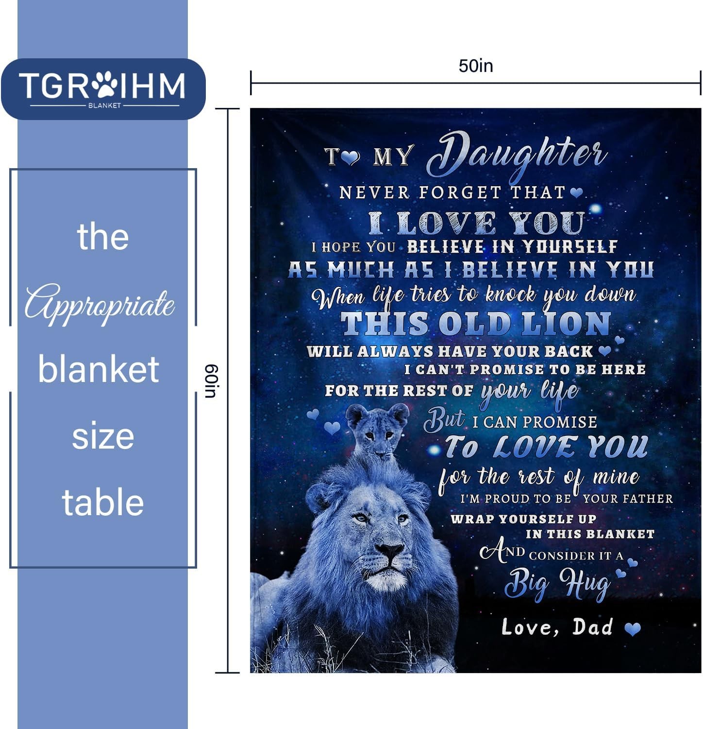 tgruihm Daughter Gift from Dad, to 60"X50", To Dad 1