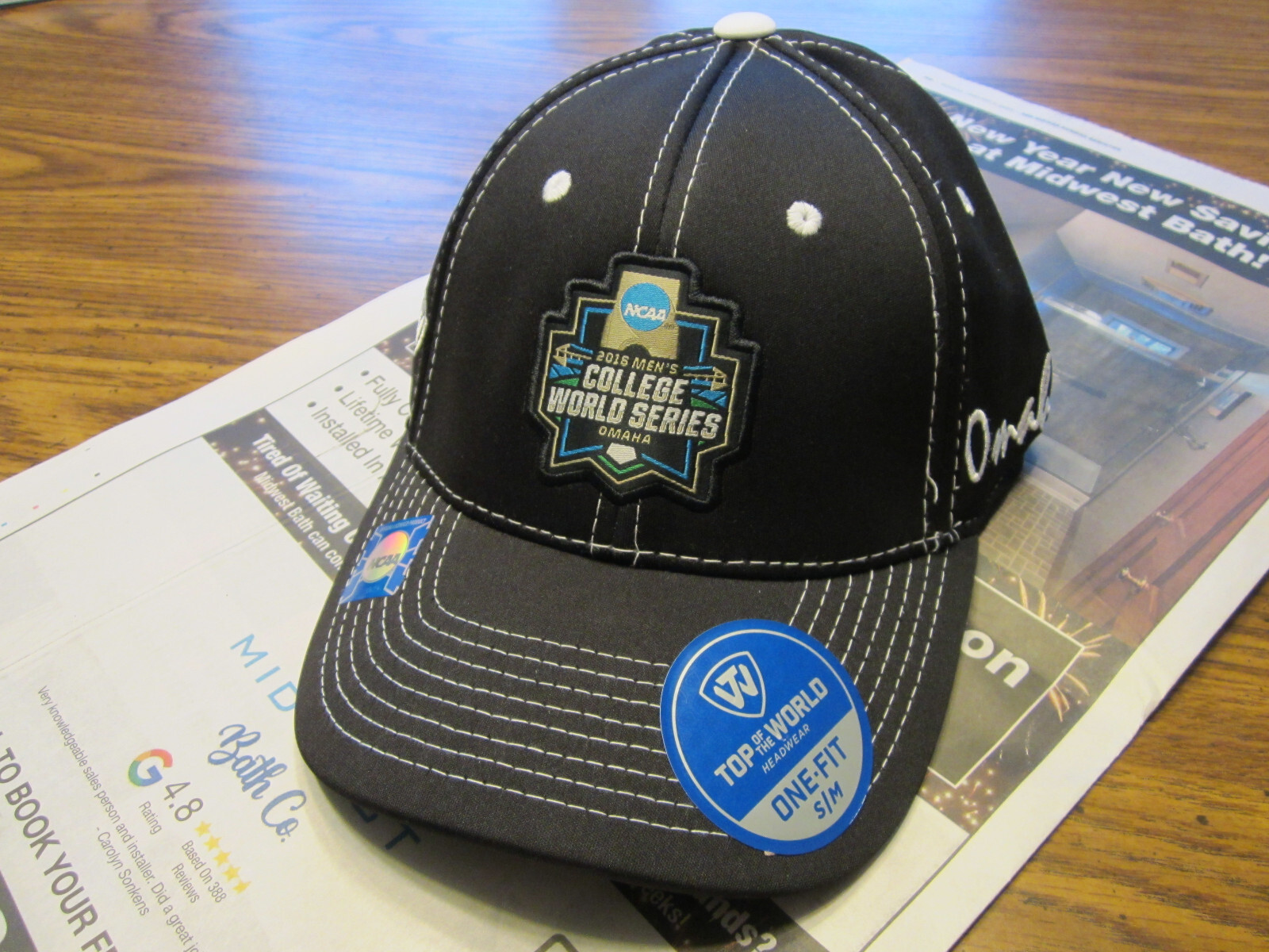 New 2016 NCAA College World Series Hats, 2 Varieties, Black and Black/Grey