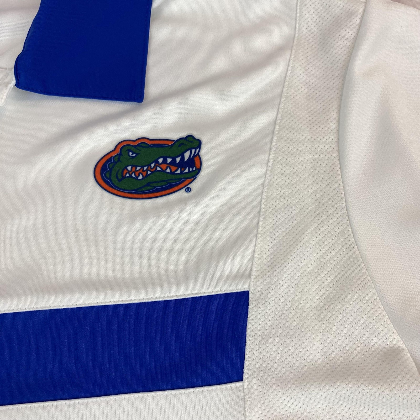 Florida Gators Shirt Mens Large White Blue NCAA Football Nike Dri-FIT Polo