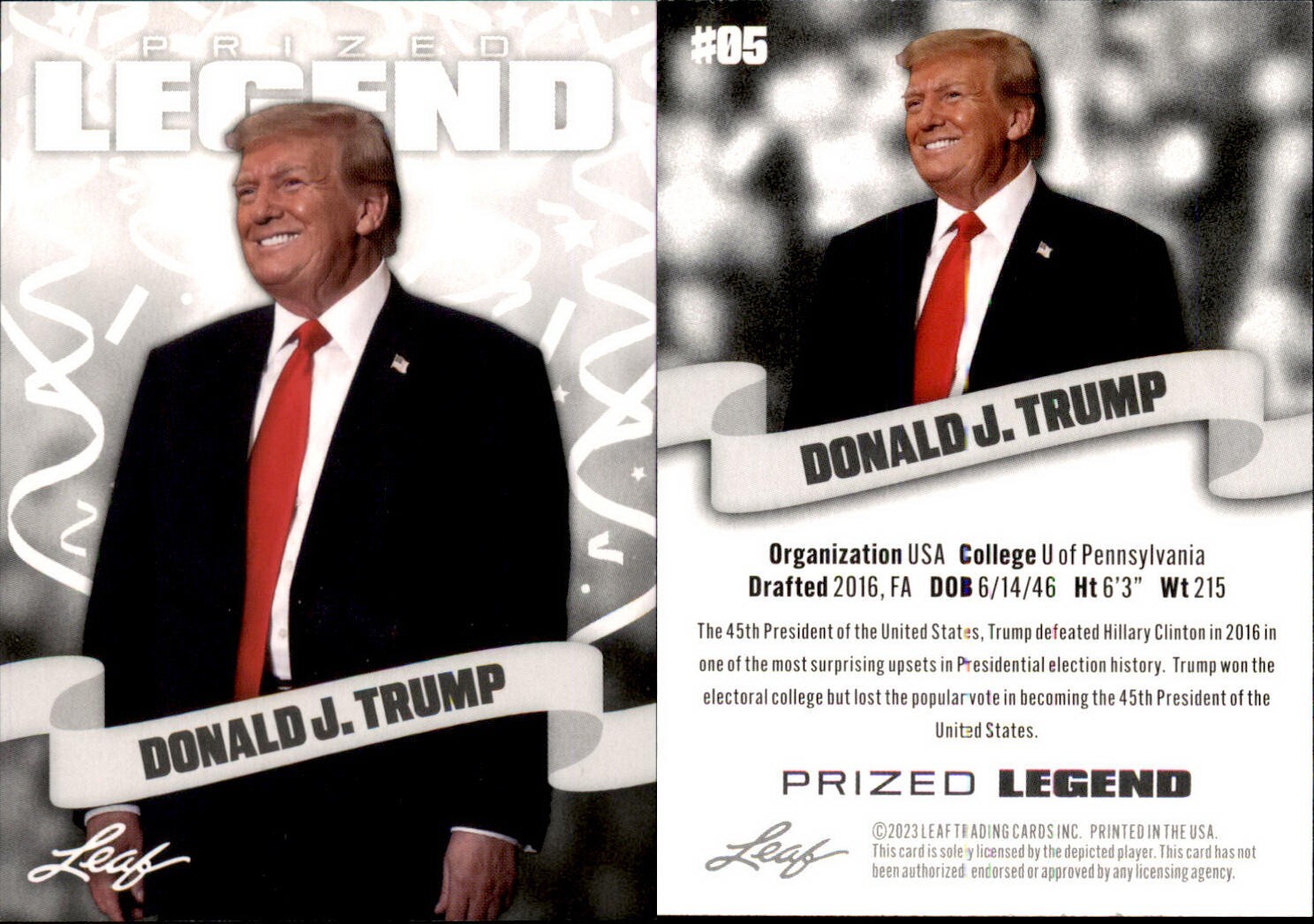 2023 Leaf Legends Edition Donald J. Trump #05 POTUS