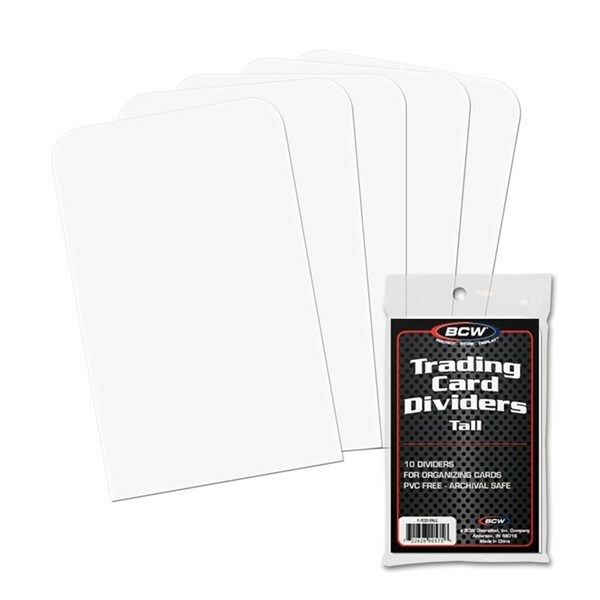 1000 BCW Archival White Plastic Tabbed Tall Baseball Trading Card Box Dividers