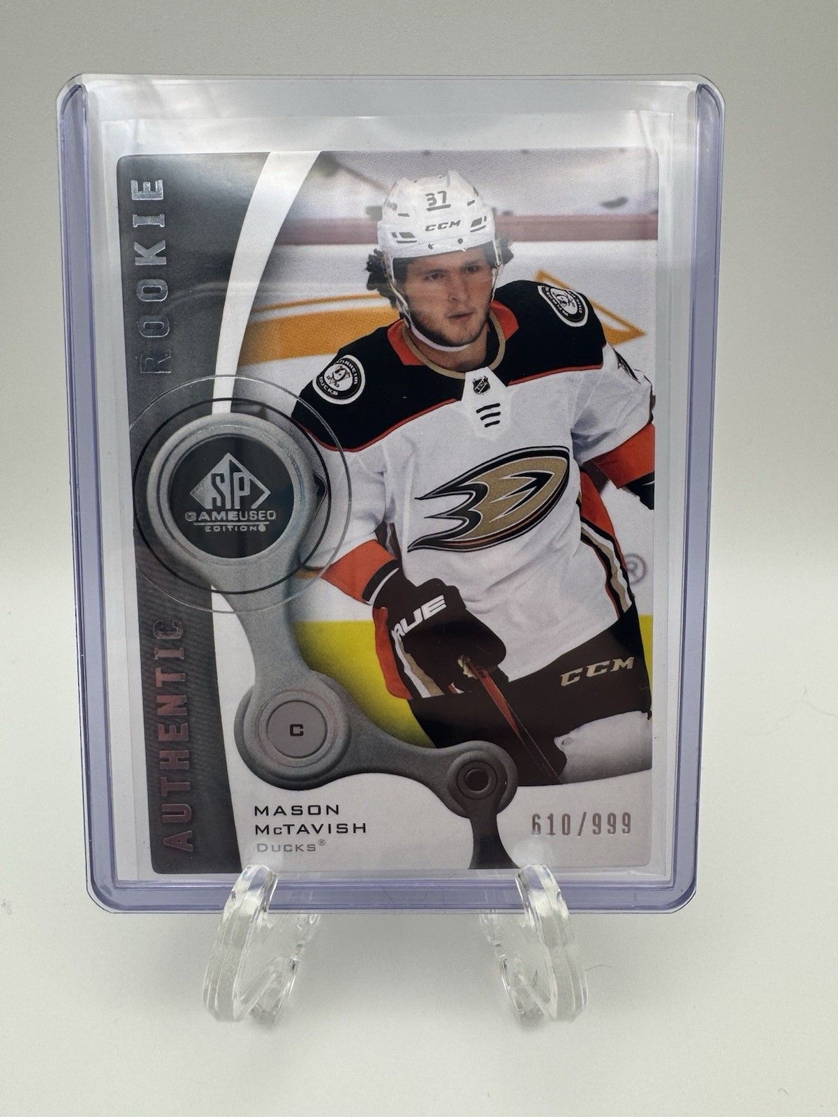 Mason McTavish 2021-22 UD SP Game Used Authentic Rookies Retro RC #/999 Ducks