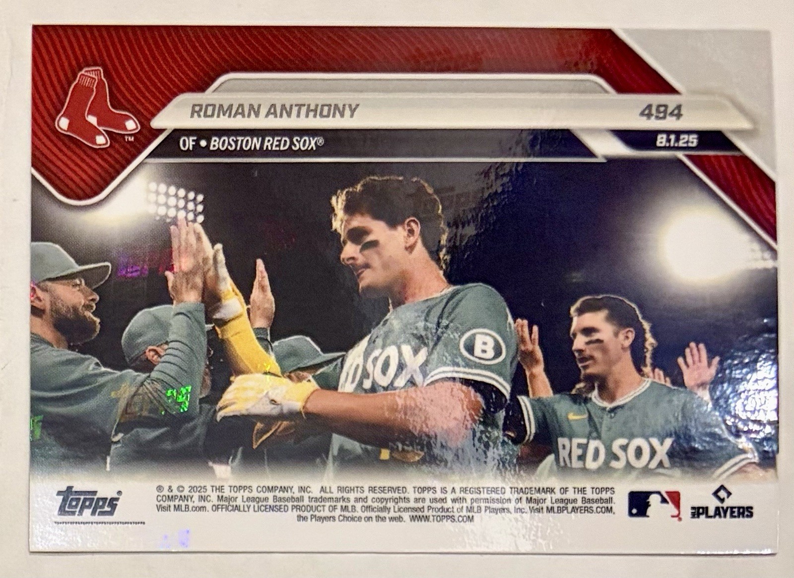 2025 Topps Now – Call-Up Roman Anthony #494 /3370 (RC) 1st Walk-off Career Hit