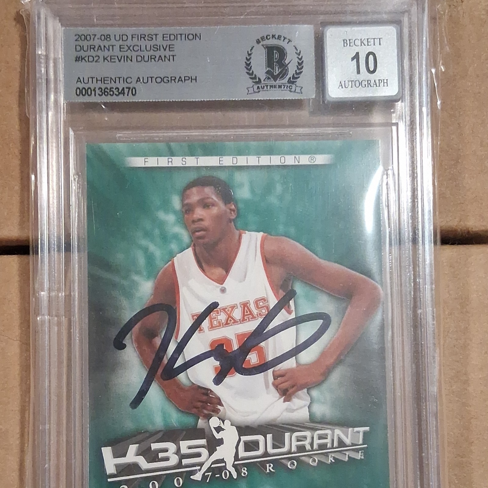 Upper Deck 2007-08 UD First Edition Kevin Durant RC Auto KD2 BGS AUTO 10