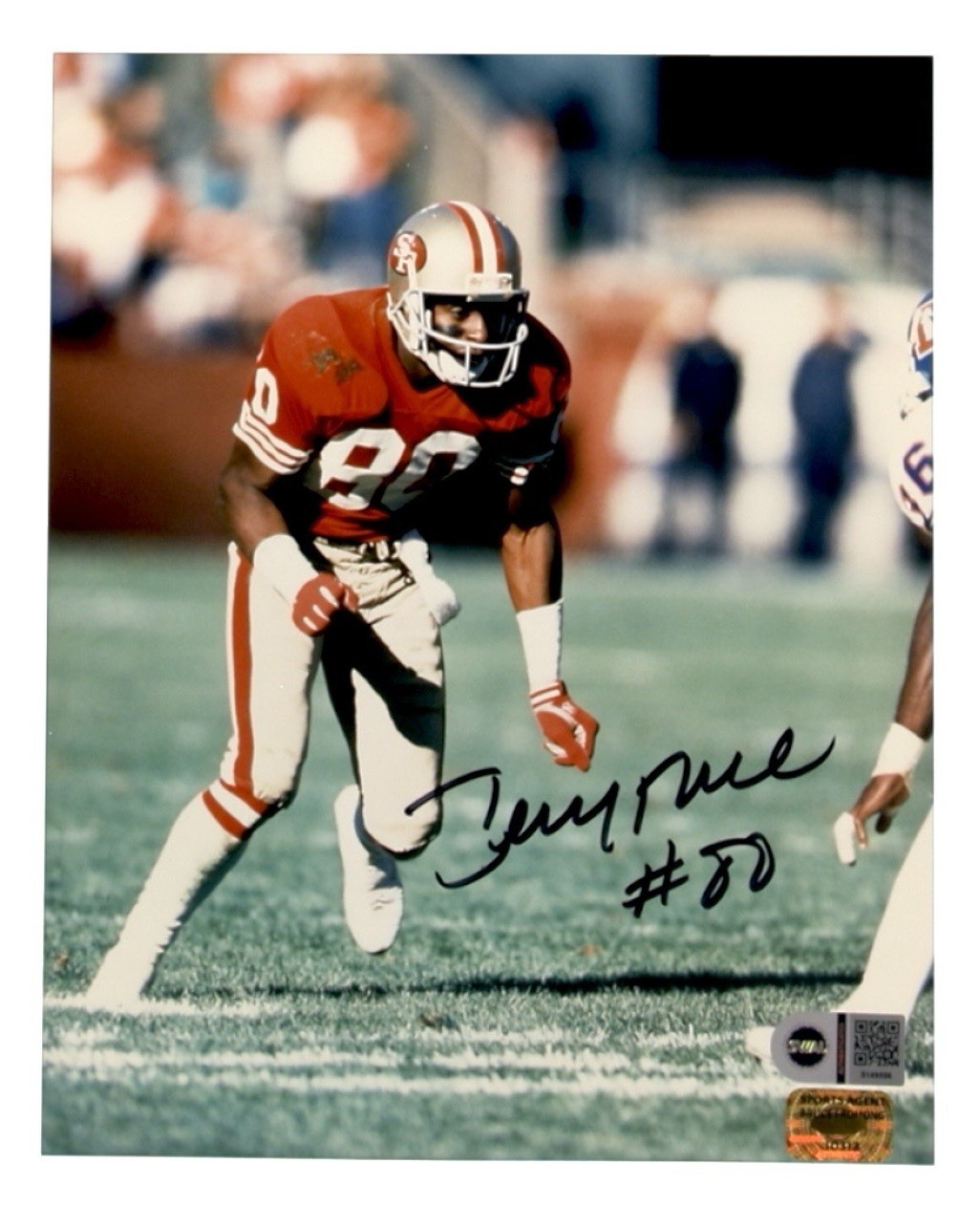 🔥 Jerry Rice 49ers Signed 8×10 Red Running Solo Photo SWAU Certified