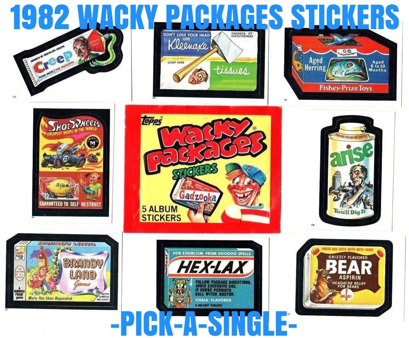 1982 Wacky Packages Album Stickers Series -PICK-A-SINGLE- Complete Your Set