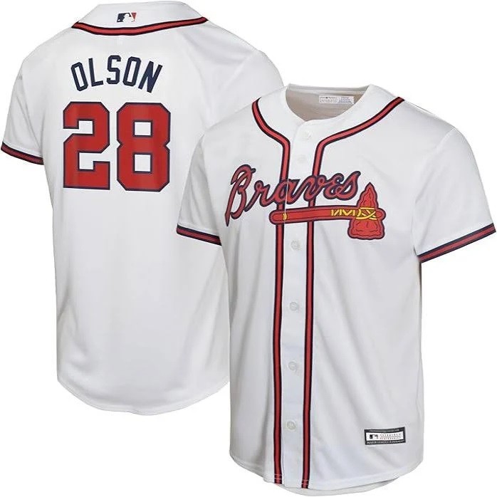 Matt Olson #28 Atlanta Braves MLB Kids Youth 8-20 White Home Player Jersey