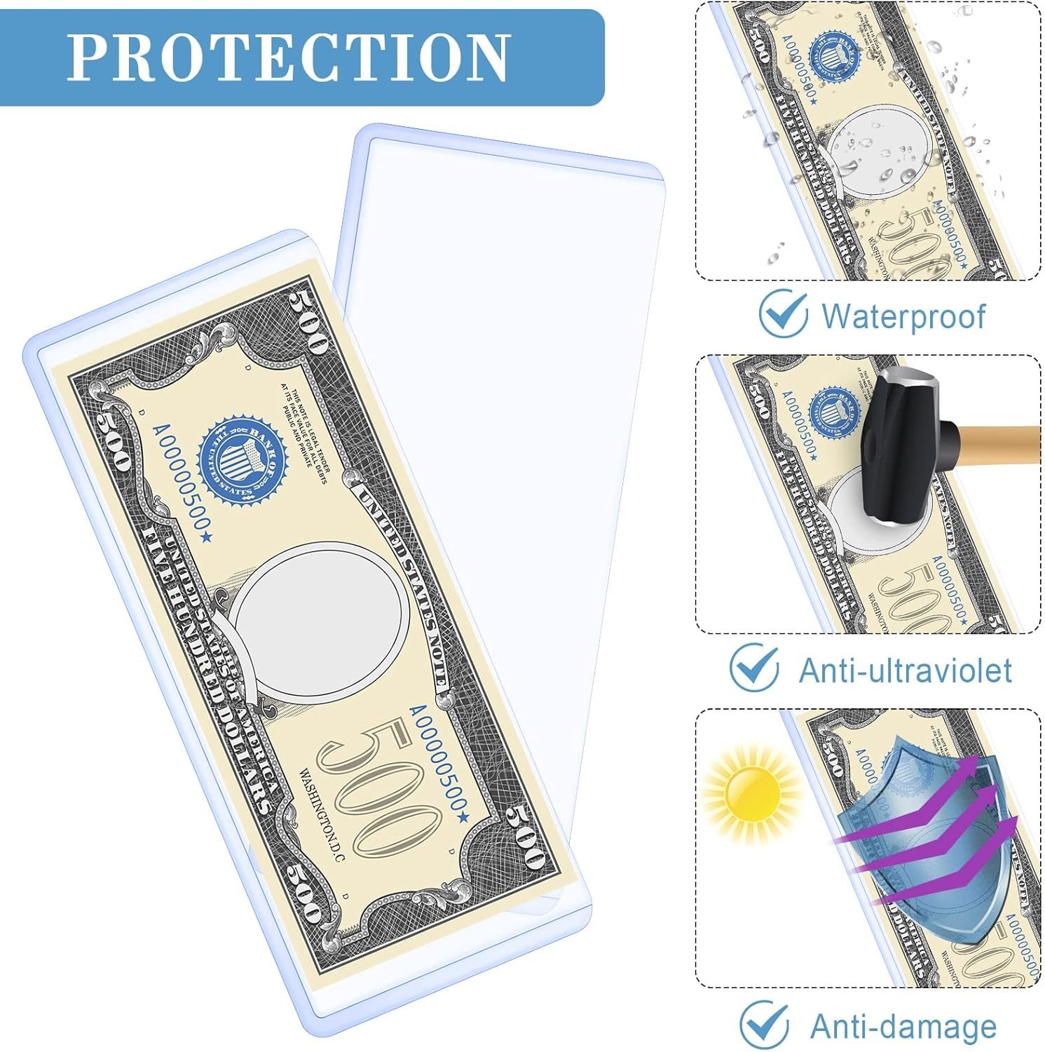 Waterproof Dollar Bill Protectors