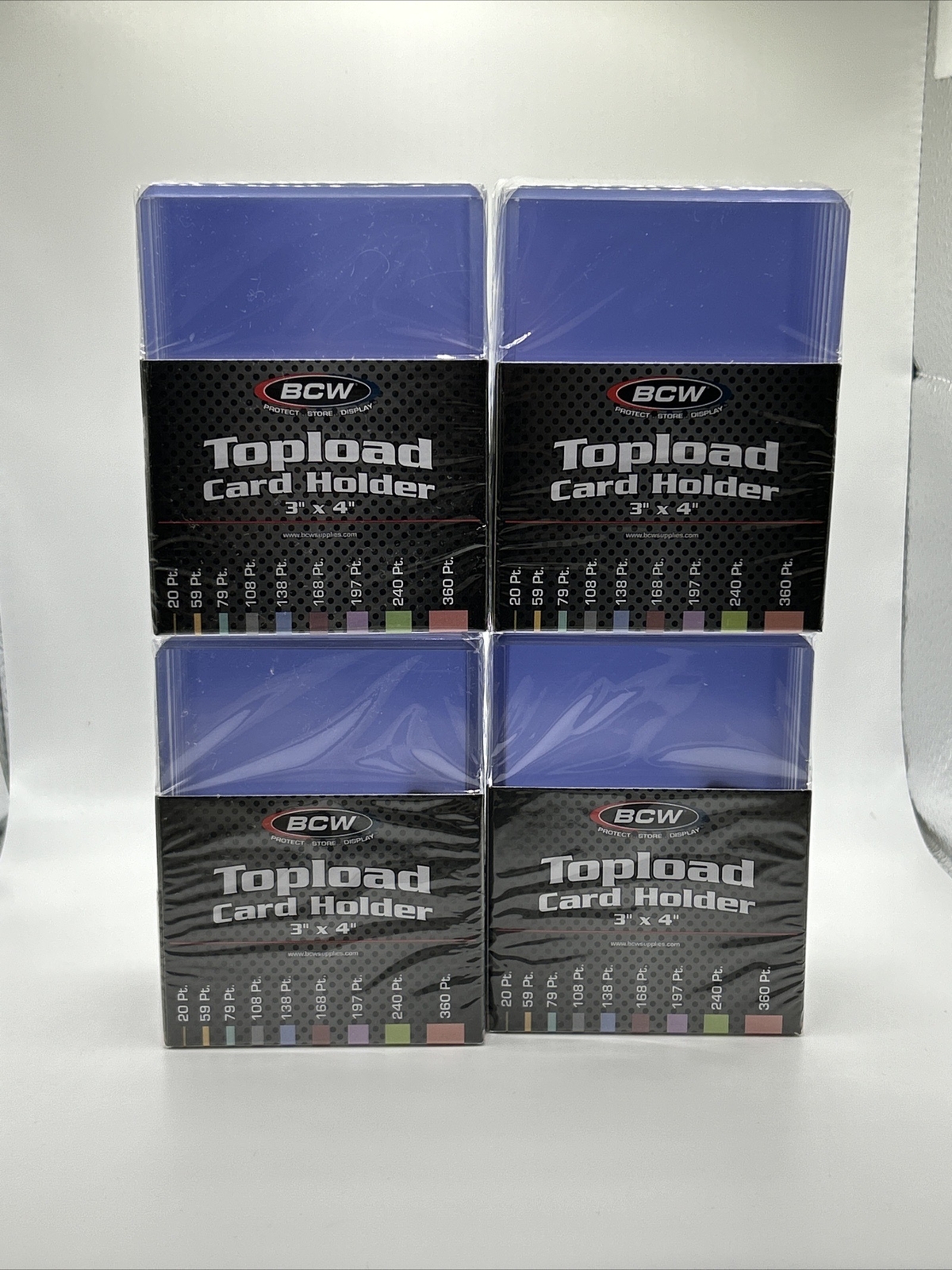 BCW 3X4 Thick Card Toploaders 4 Packs of 10 for up to 168pt Cards, 40 Total