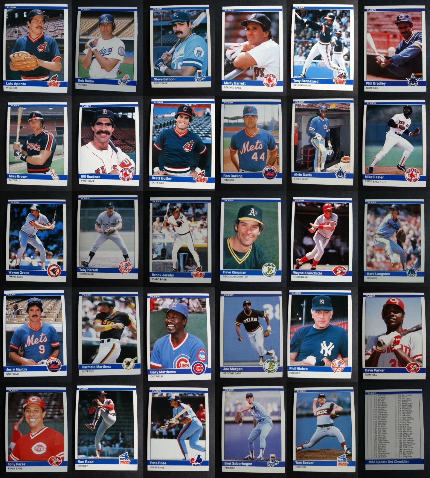 1984 Fleer Update Baseball Cards U You Pick Complete Your Set U-1-U-132