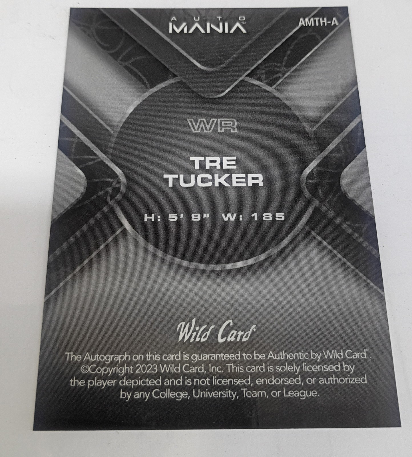 Tre Tucker 2023 wild card auto mania 7/10 SP RC Raiders Auto Rookie (Sticker)