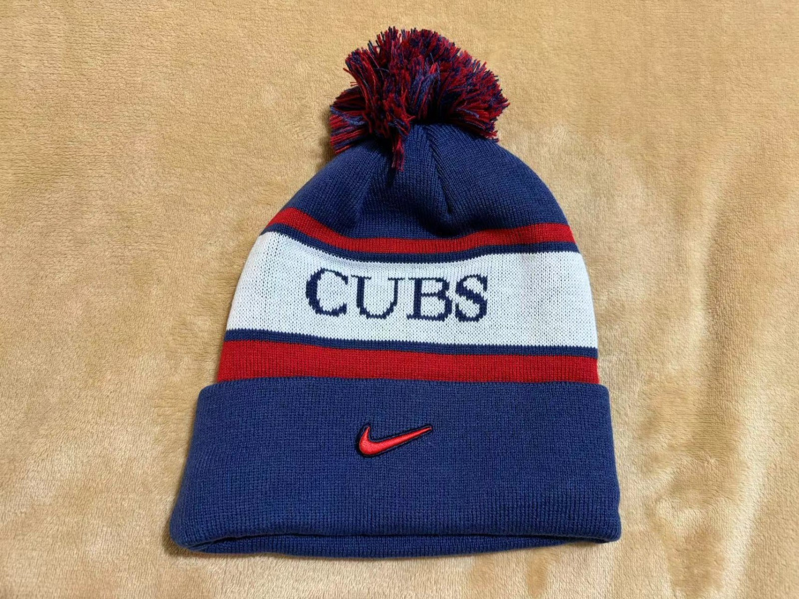 Unisex Adult Baseball Cuffed Knit Hat Fleece lined With Pom 24A