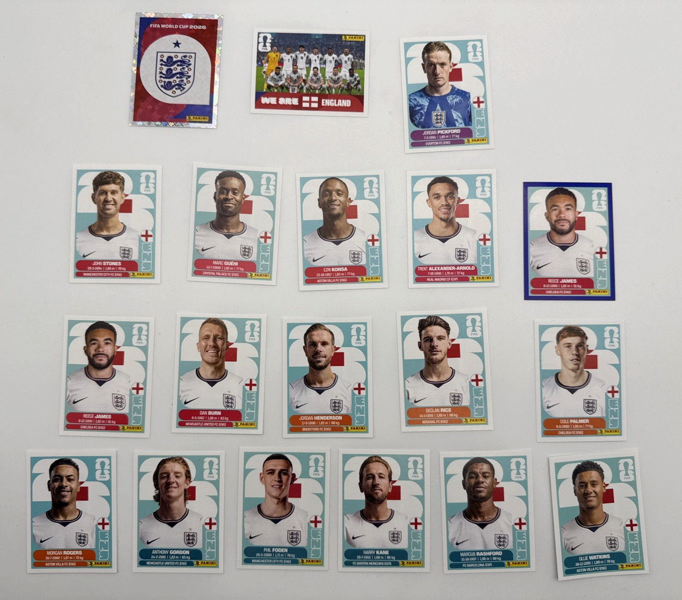 2026 100% Authentic Panini FIFA World Cup England Stickers Pick Team Logo Player