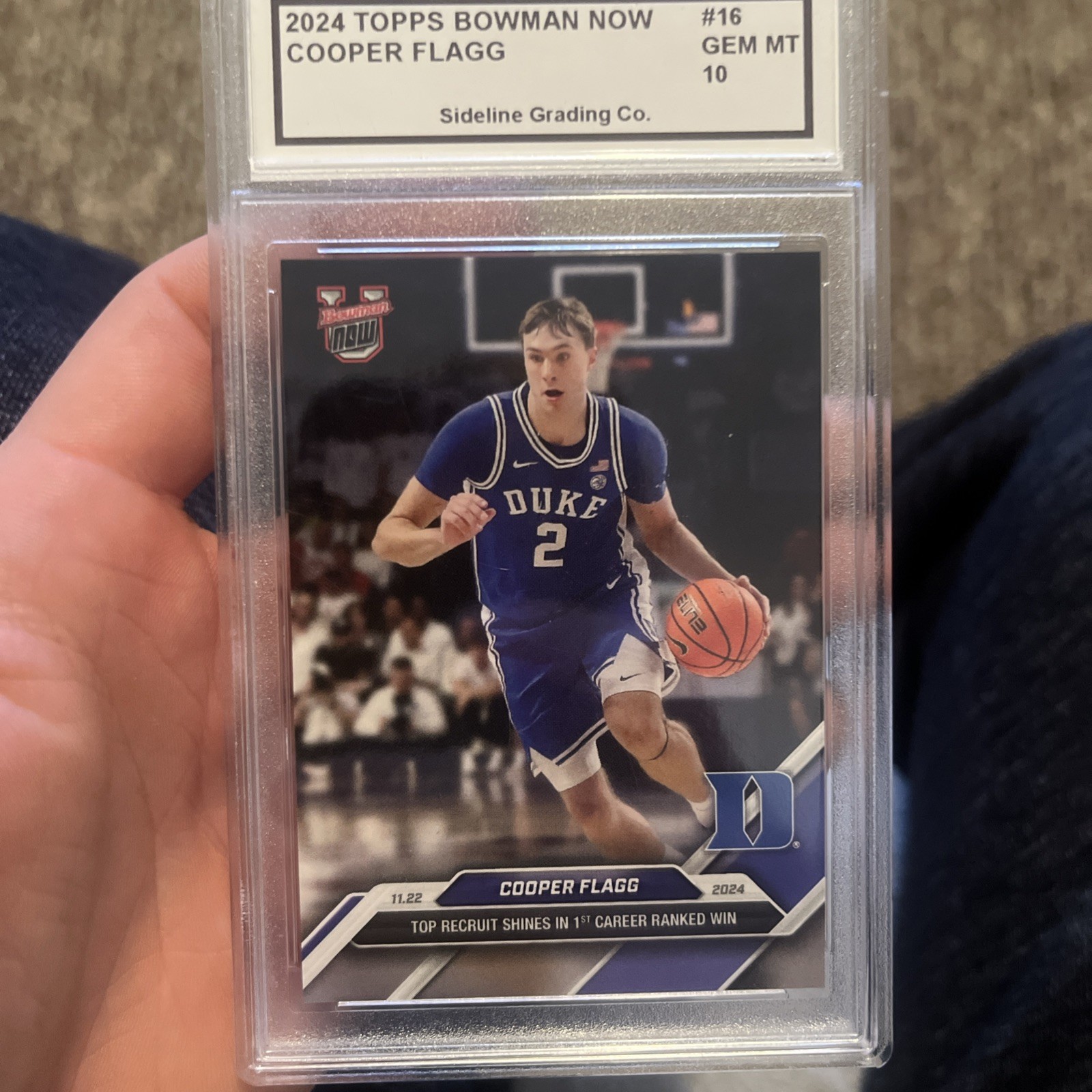 Cooper Flagg Rookie Graded Gem Mint 10 2024 Topps Bowman – 1st Career Ranked Win