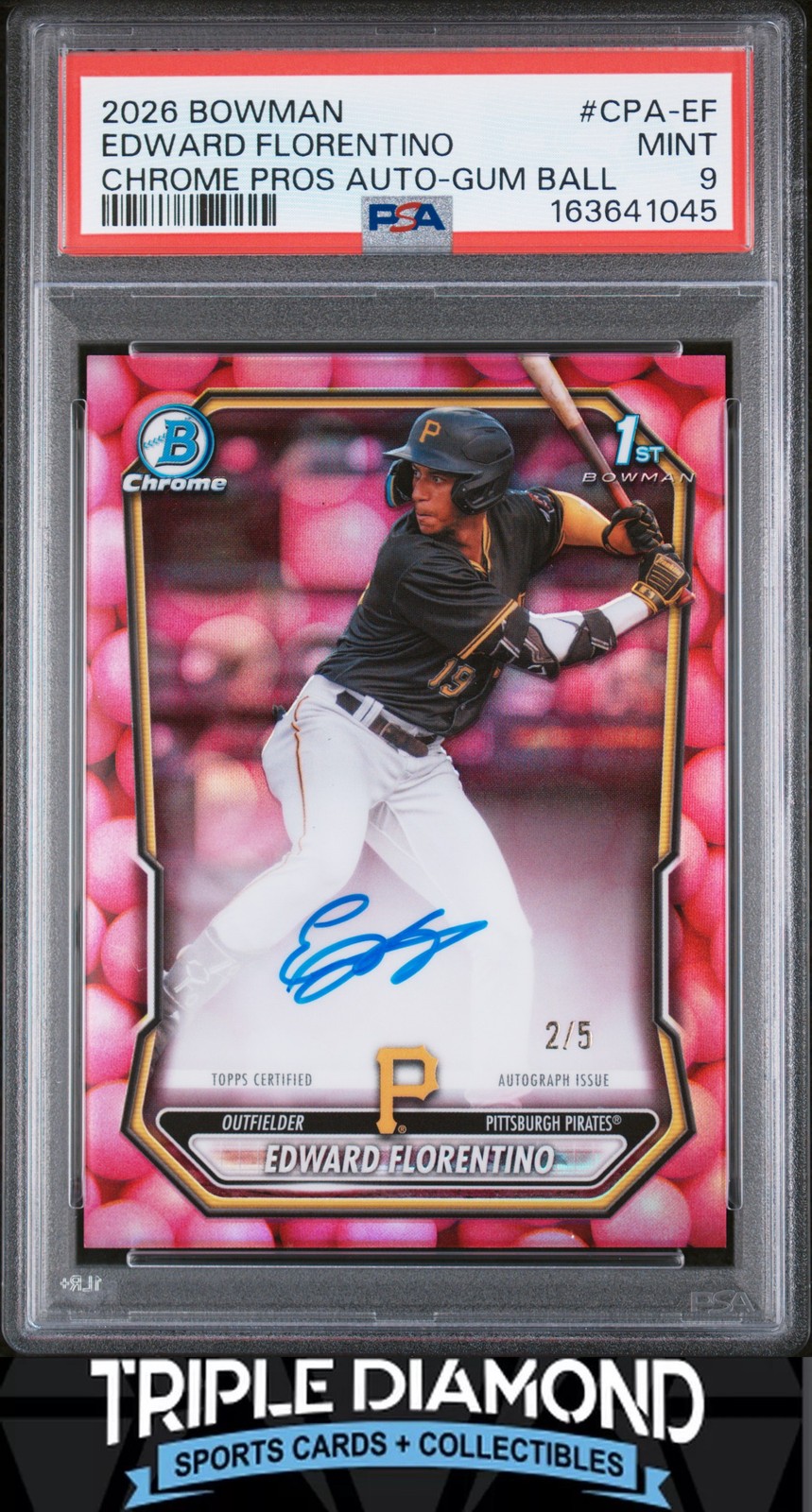 2026 Bowman Baseball Edward Florentino Bubble Gum Auto /5 SSP #CPA-EF G324