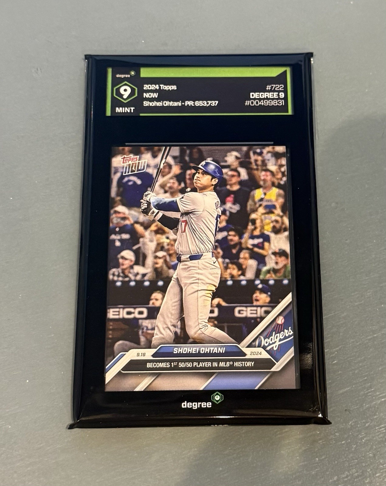 2024 Topps Now #722 Shohei Ohtani 50 HR / 50 SB – Dodgers – MVP – DEGREE 9 MINT