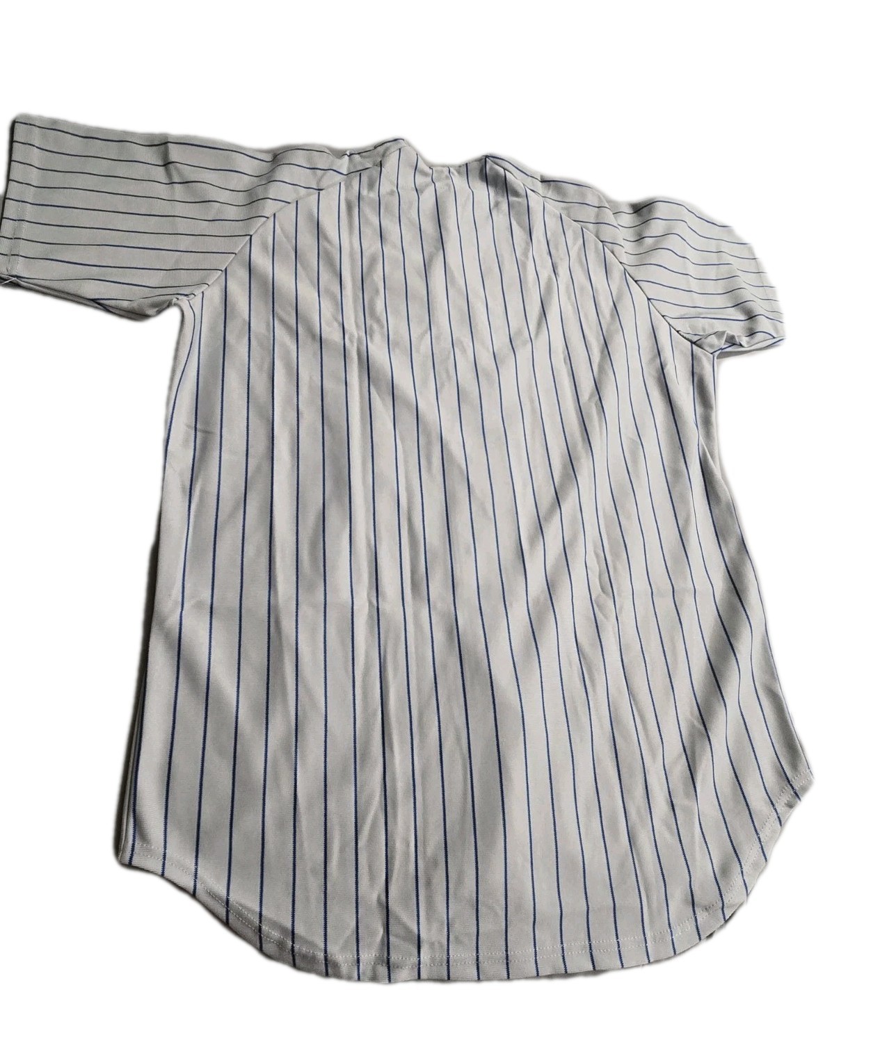 Rawlings Adult XL Gray Blue Pinstripe Baseball Jersey Vintage Button Front Blank