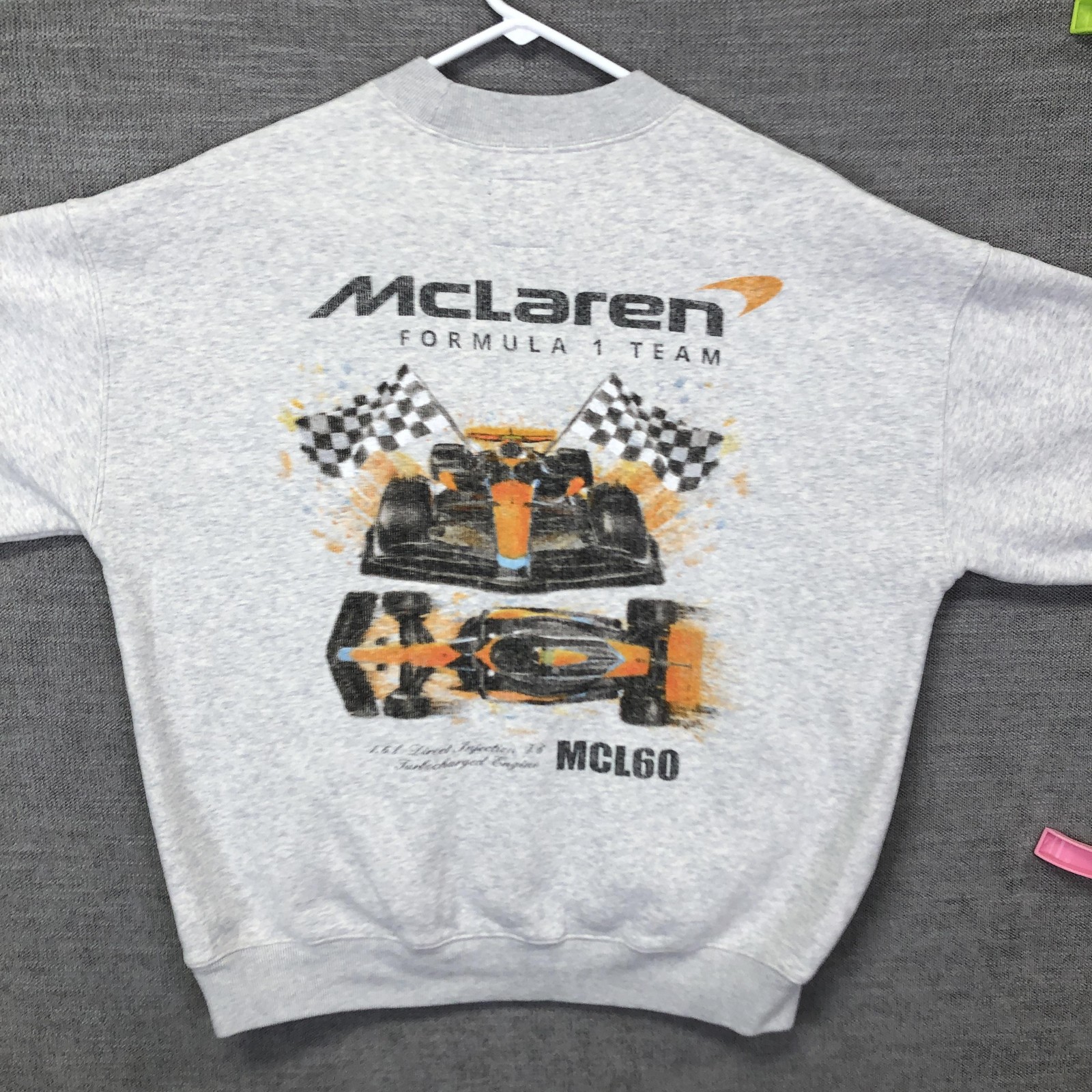 McLaren Formula 1 Team Sweatshirt Mens S Gray Racing Oversized Crewneck
