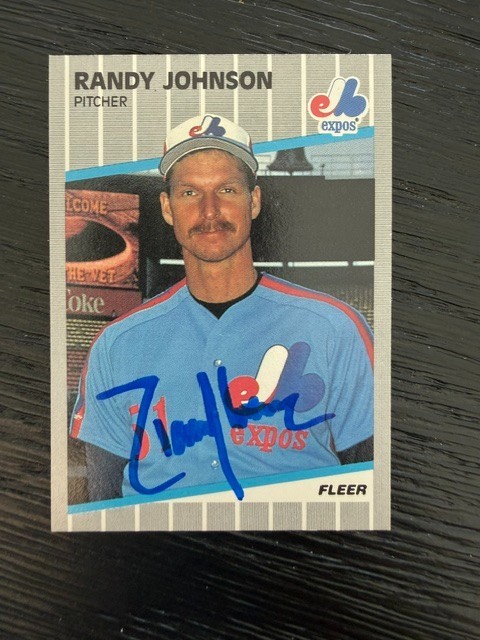 Expos Randy Johnson Signed 1989 Fleer ROOKIE AUTO