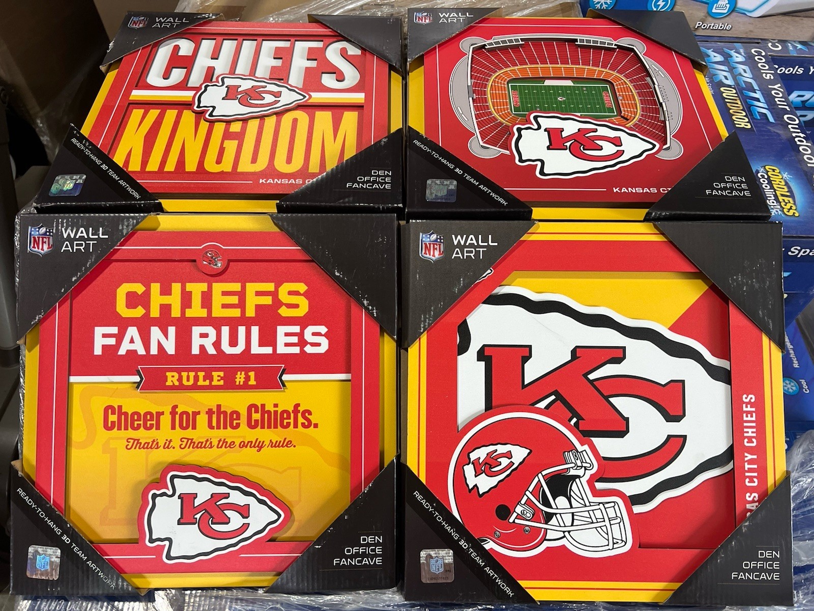 Kansas City CHIEFS 4 Pack Of Fan Cave Wood NFL 3D Wall Sign KC CHIEFS WALL ART