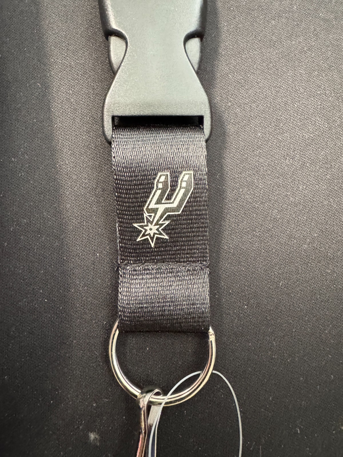 San Antonio Spurs Logo NBA Lanyard w Detachable Key Chain Reversible Black/Gray