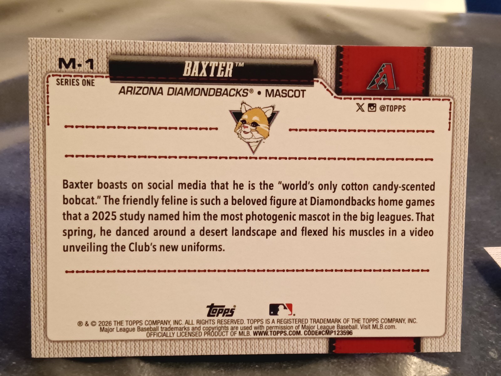 2026 Topps 🎉Celebration Exclusive Mascots🎉 #M-1 Baxter – Arizona Diamondbacks