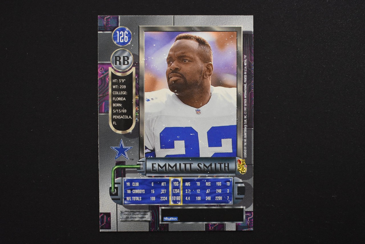 Emmitt Smith 1997 SkyBox Metal Universe #126 Dallas Cowboys