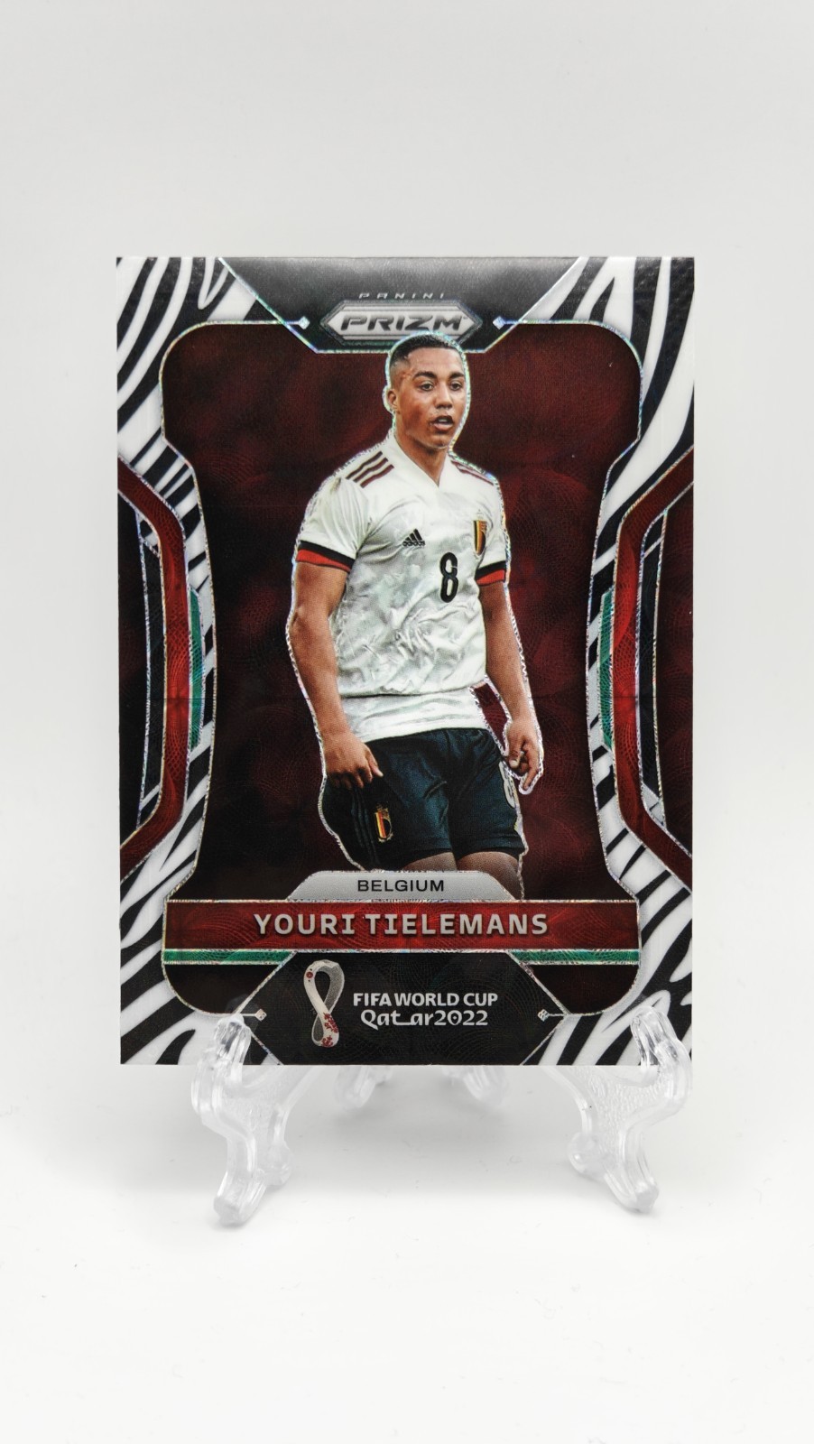 2022 Prizm World Cup Youri Tielemans #24 Zebra Short Print Soccer Belgium Card